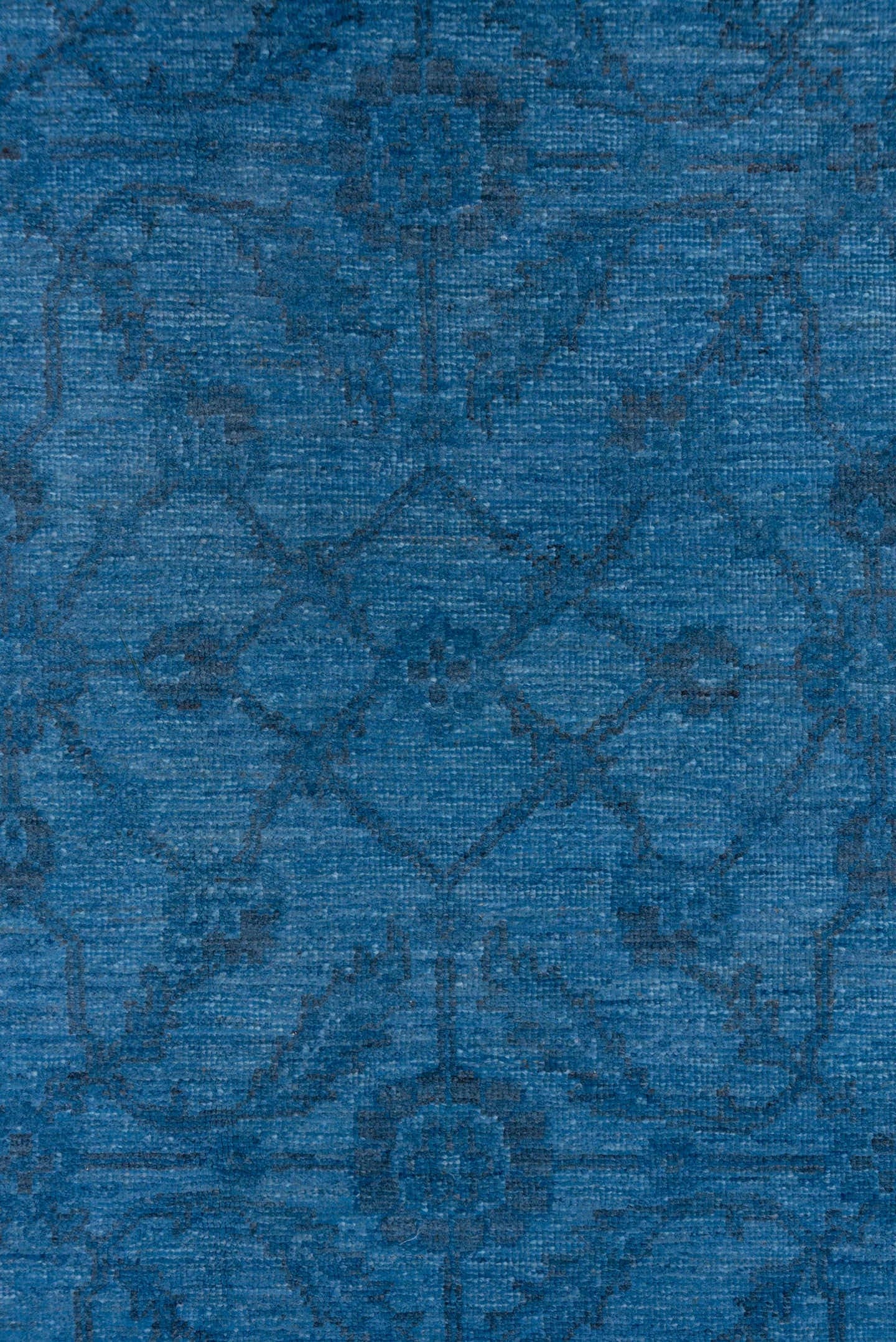 7' x 10' one-of-a-kind handmade vintage Overdyed large size rug. Color palette: blue, navy, indigo, slate, purple, gray