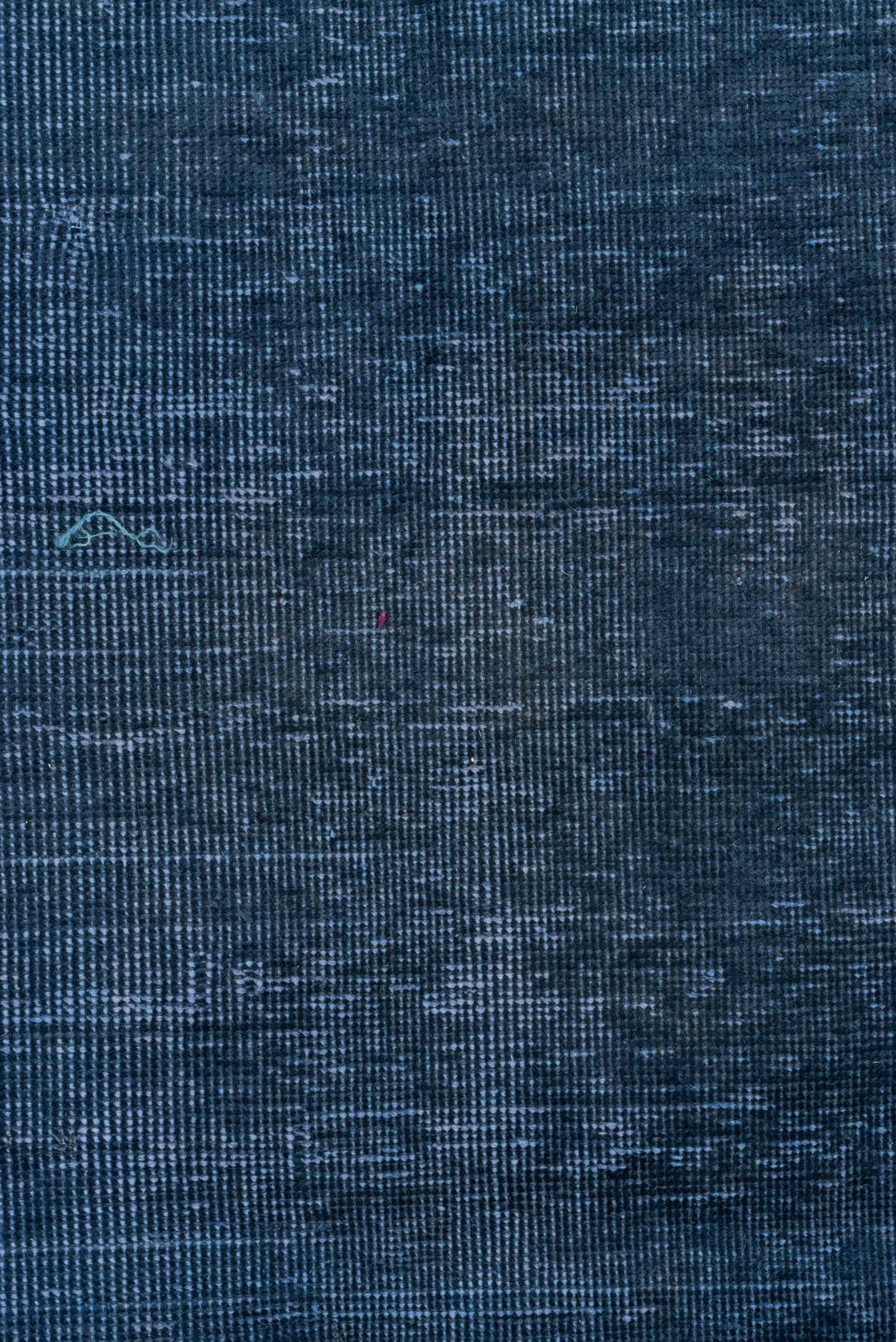 3' x 19' one-of-a-kind handmade vintage Overdyed runner rug. Color palette: indigo, navy, slate, charcoal, purple, blue