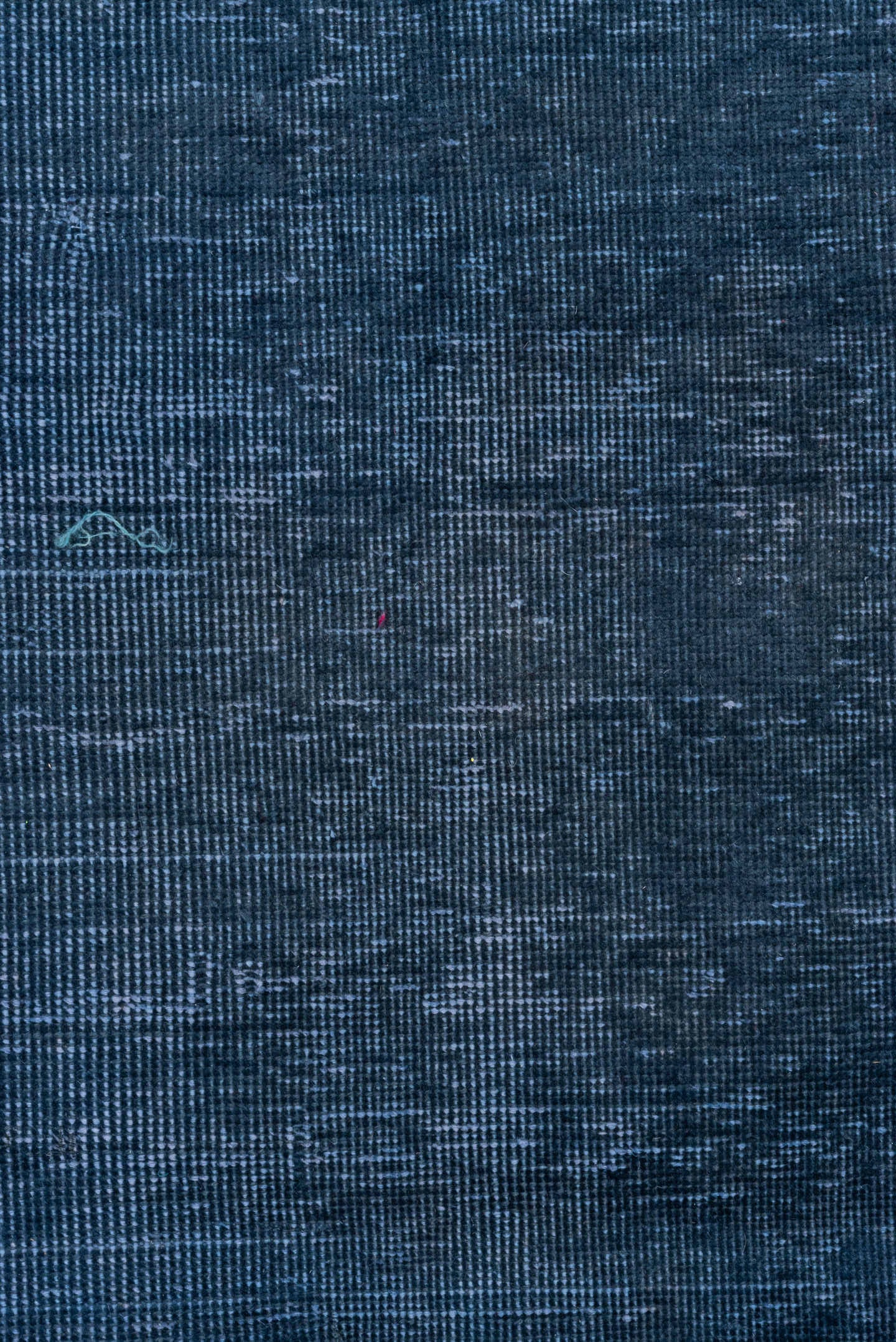 3' x 19' one-of-a-kind handmade vintage Overdyed runner rug. Color palette: indigo, navy, slate, charcoal, purple, blue