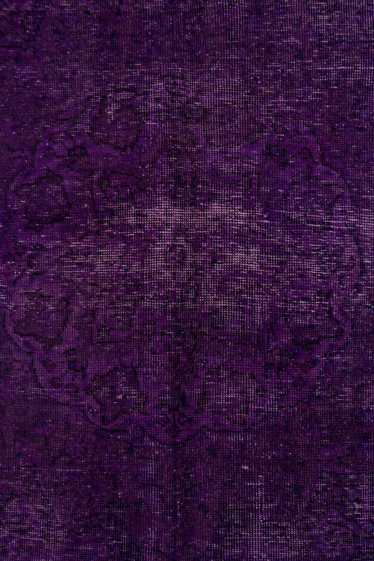 8' x 11' one-of-a-kind handmade antique Overdyed large size rug. Color palette: purple, plum, violet, eggplant, pink