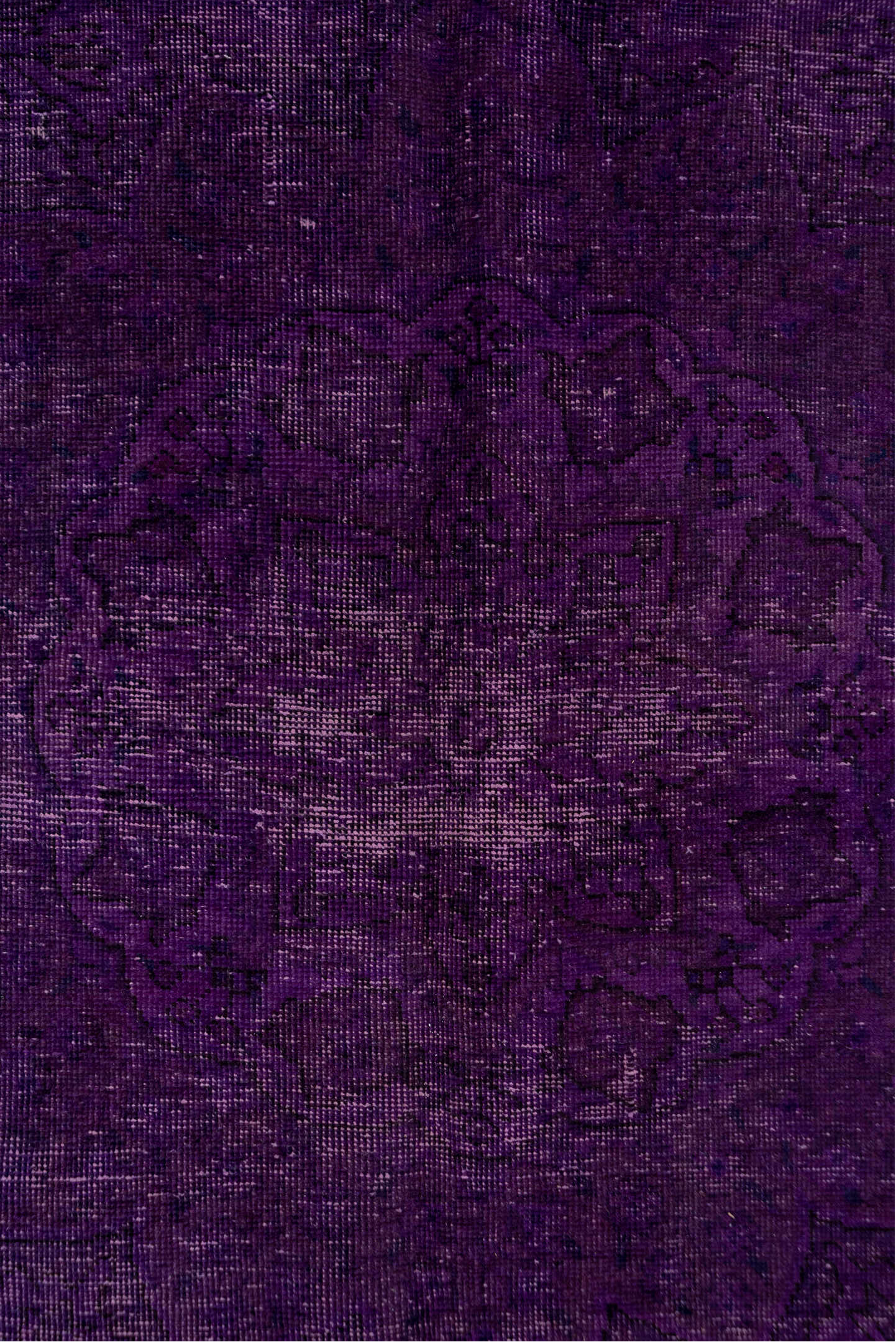 8' x 11' one-of-a-kind handmade antique Overdyed large size rug. Color palette: purple, plum, violet, eggplant, pink