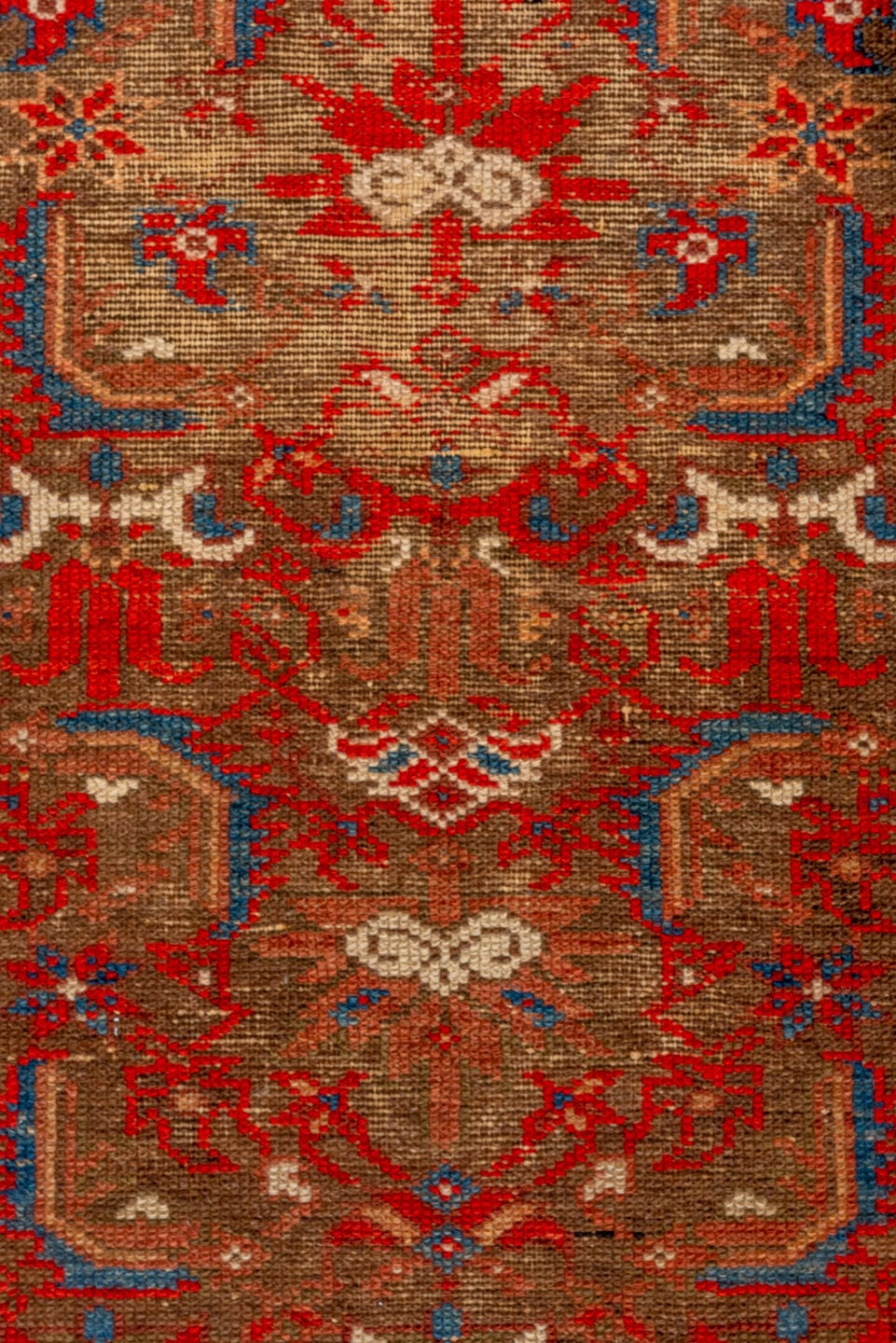 3' x 13' one-of-a-kind handmade vintage Malayer runner rug. Color palette: rust, camel, ivory, navy, crimson, brown, slate