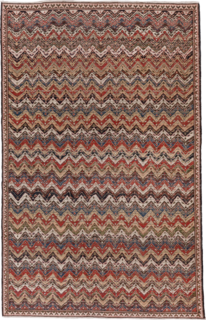 5' x 9' one-of-a-kind handmade vintage NW Persian medium size rug. Color palette: ivory, rust, brown, indigo, camel, olive