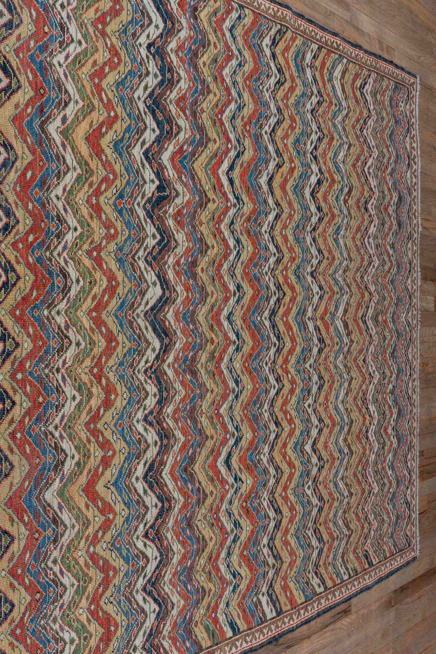 5' x 9' one-of-a-kind handmade vintage NW Persian medium size rug. Color palette: ivory, rust, brown, indigo, camel, olive