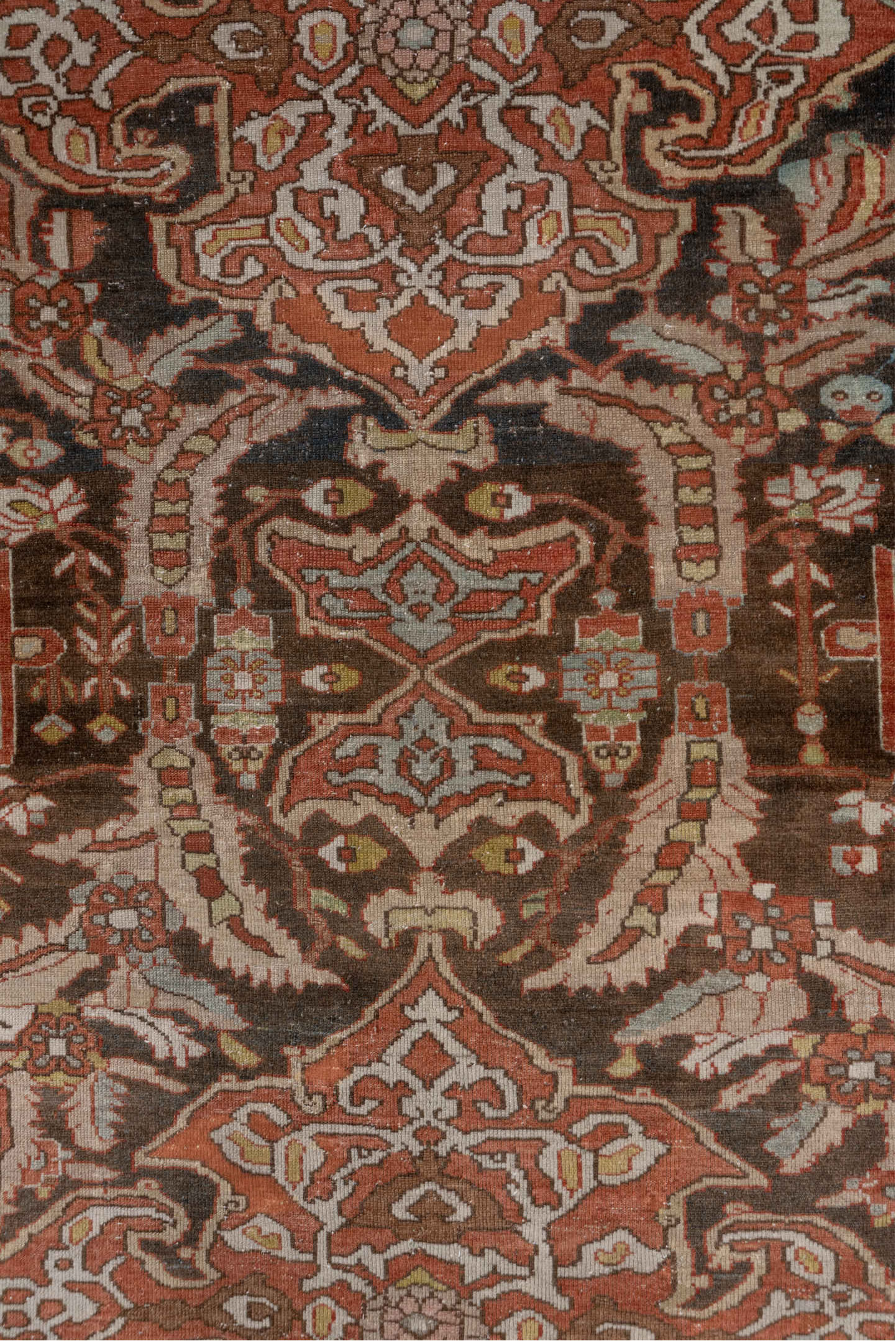 4' x 6' one-of-a-kind handmade vintage Baktiary small size rug. Color palette: brown, gray