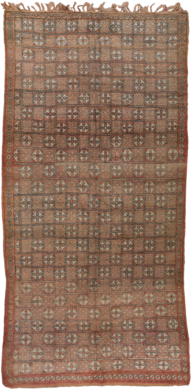 5' x 10' one-of-a-kind handmade vintage Moroccan medium size rug. Color palette: terra cotta, ivory, charcoal, camel, taupe