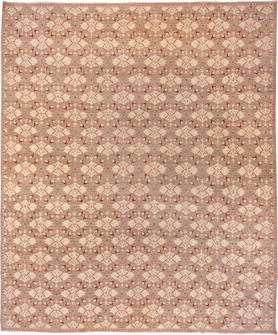 13' x 16' one-of-a-kind handmade vintage Sivas oversize rug. Color palette: ivory, taupe, terra cotta, beige, rose, gray