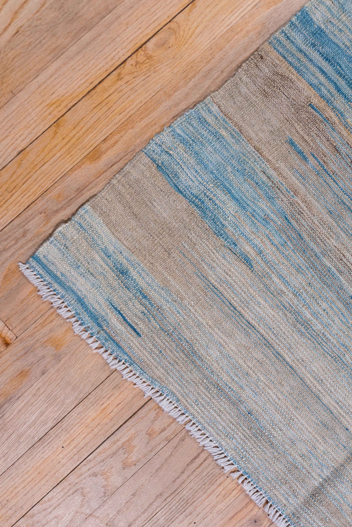 8' x 11' one-of-a-kind handmade vintage Kilim large size rug. Color palette: taupe, sky blue, gray, ivory, beige, light blue