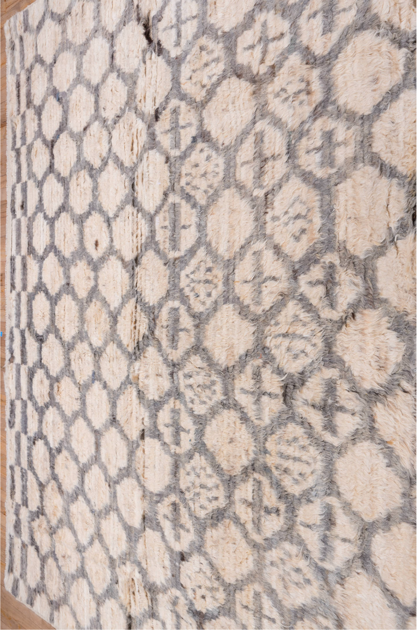 8' x 11' one-of-a-kind handmade vintage Moroccan large size rug. Color palette: brown, dim gray, gray, light gray, off-white