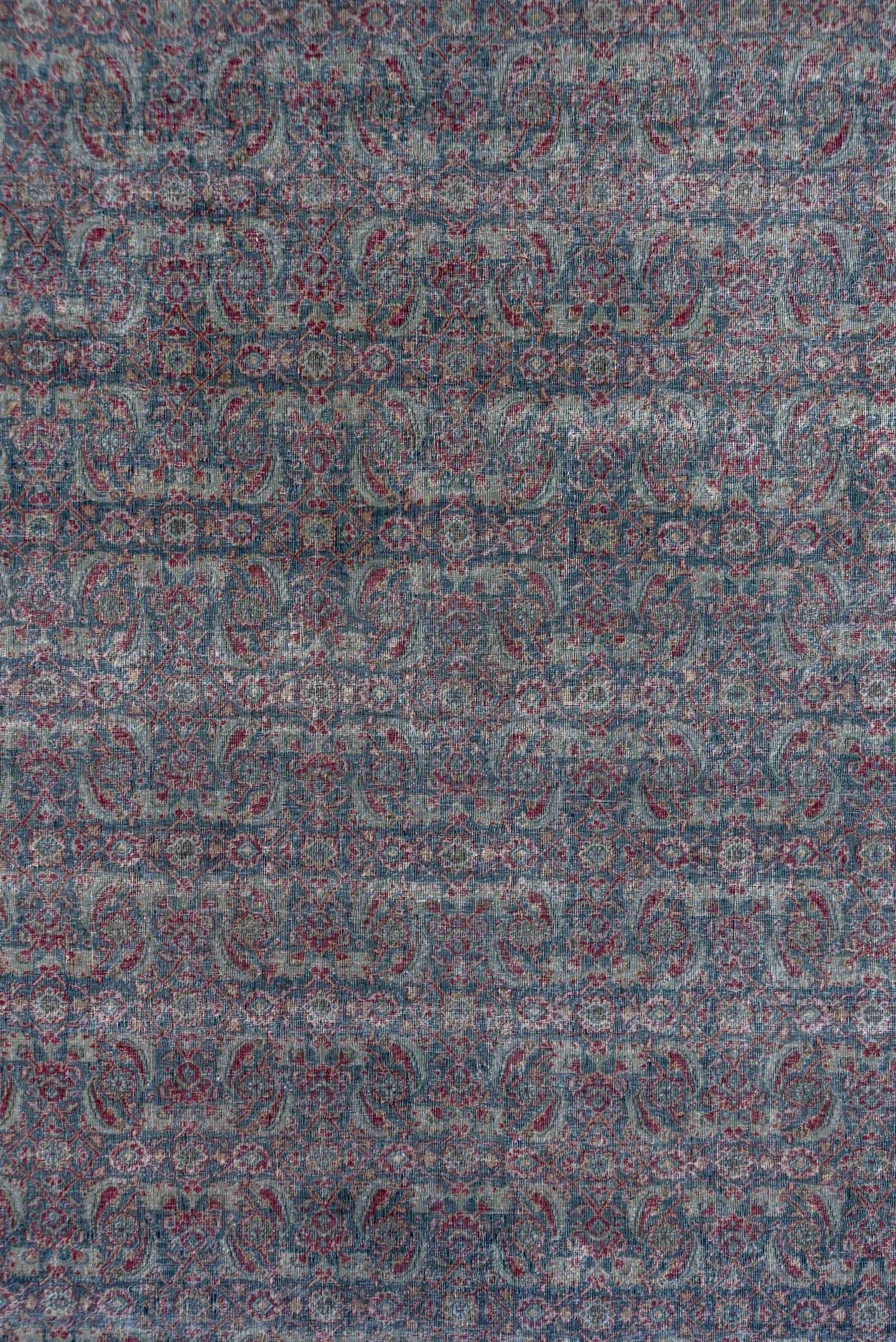 4' x 6' one-of-a-kind handmade antique Tabriz small size rug. Color palette: blue, sage, burgundy, ivory, taupe, rose