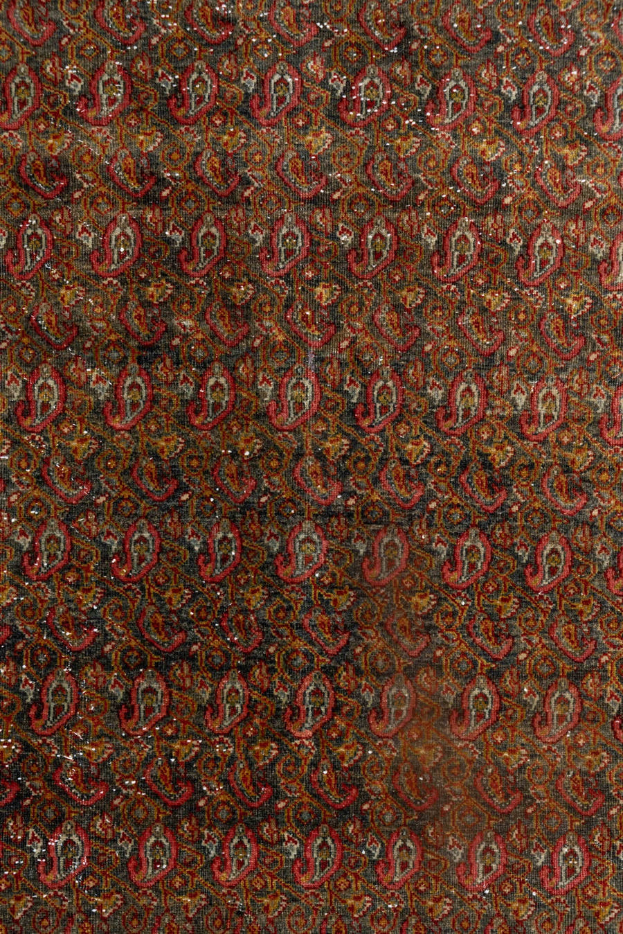 4' x 6' one-of-a-kind handmade antique Sarouk small size rug. Color palette: rust, brick, gold, ivory, navy, camel, brown