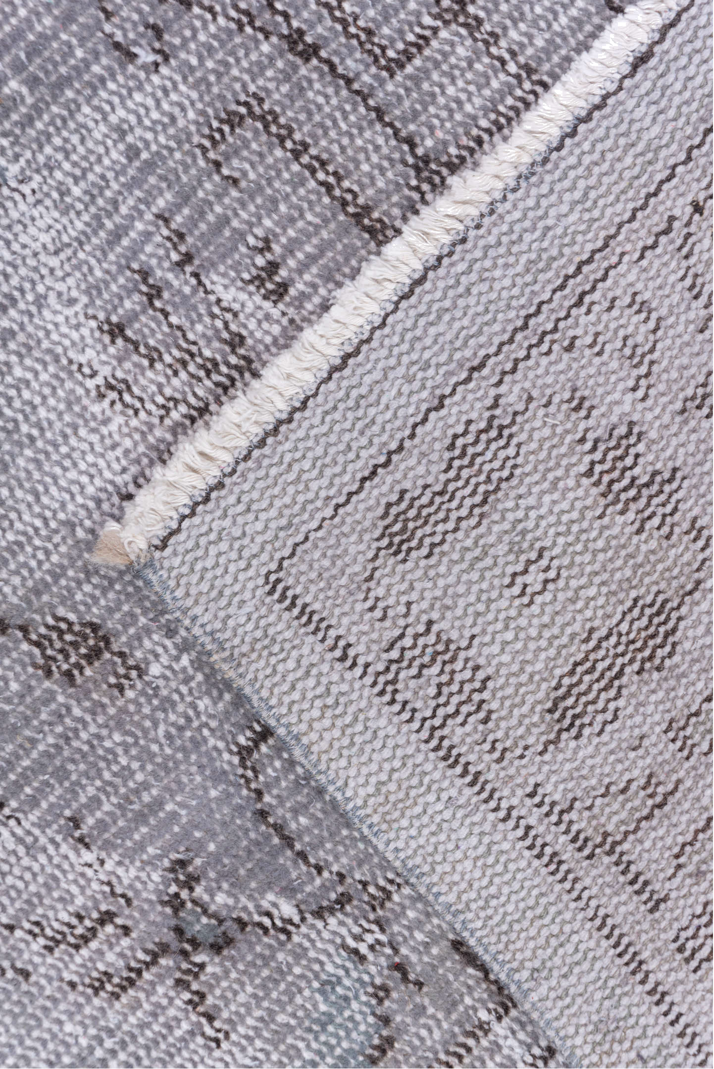 5' x 9' one-of-a-kind handmade vintage Overdyed medium size rug. Color palette: dim gray, gray, light blue, light gray