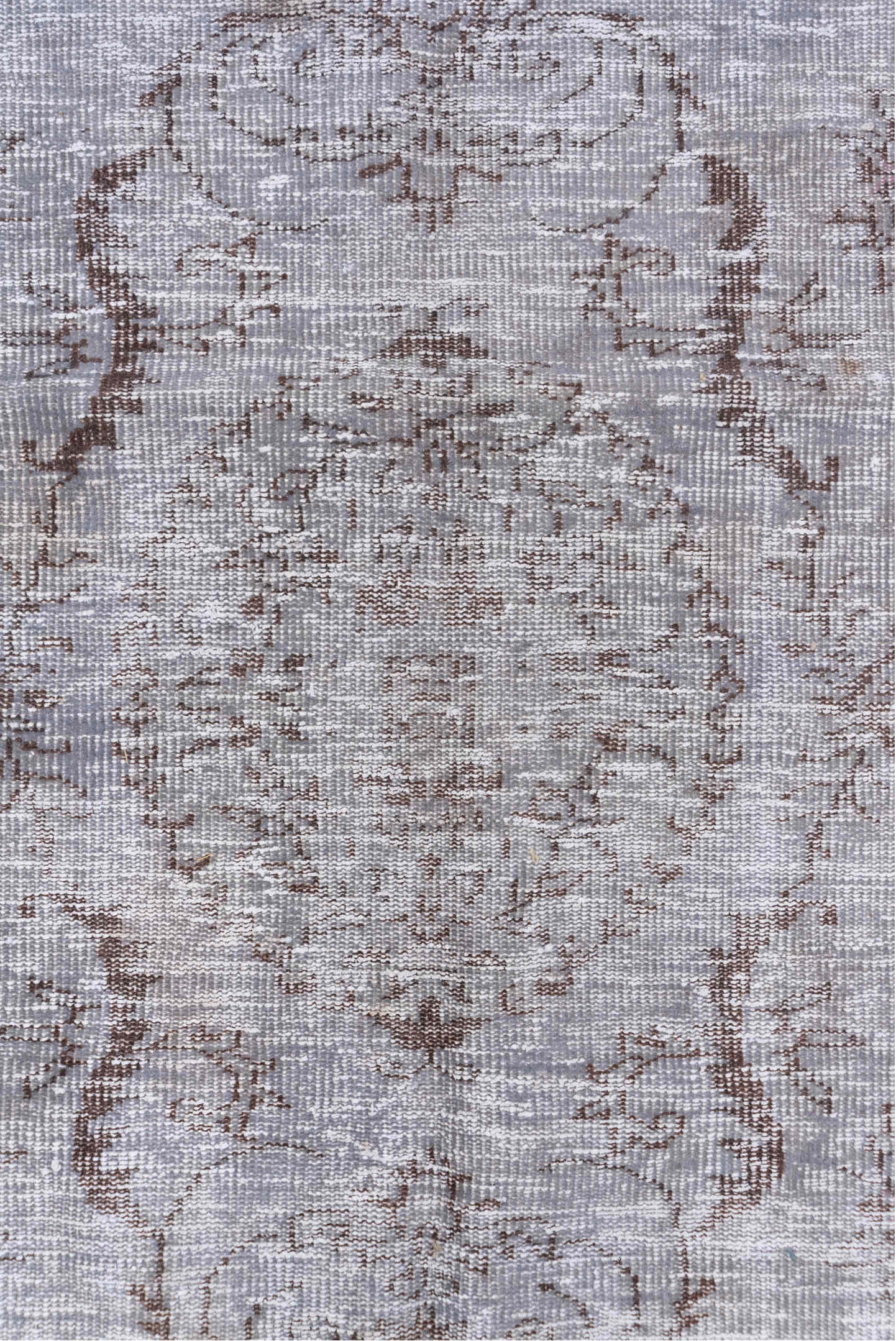 5' x 8' one-of-a-kind handmade vintage Overdyed medium size rug. Color palette: gray, taupe, dusty rose, ivory, mauve, beige