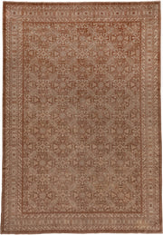8' x 11' one-of-a-kind handmade antique Sivas large size rug. Color palette: terra cotta, camel, ivory, taupe, rose, sienna