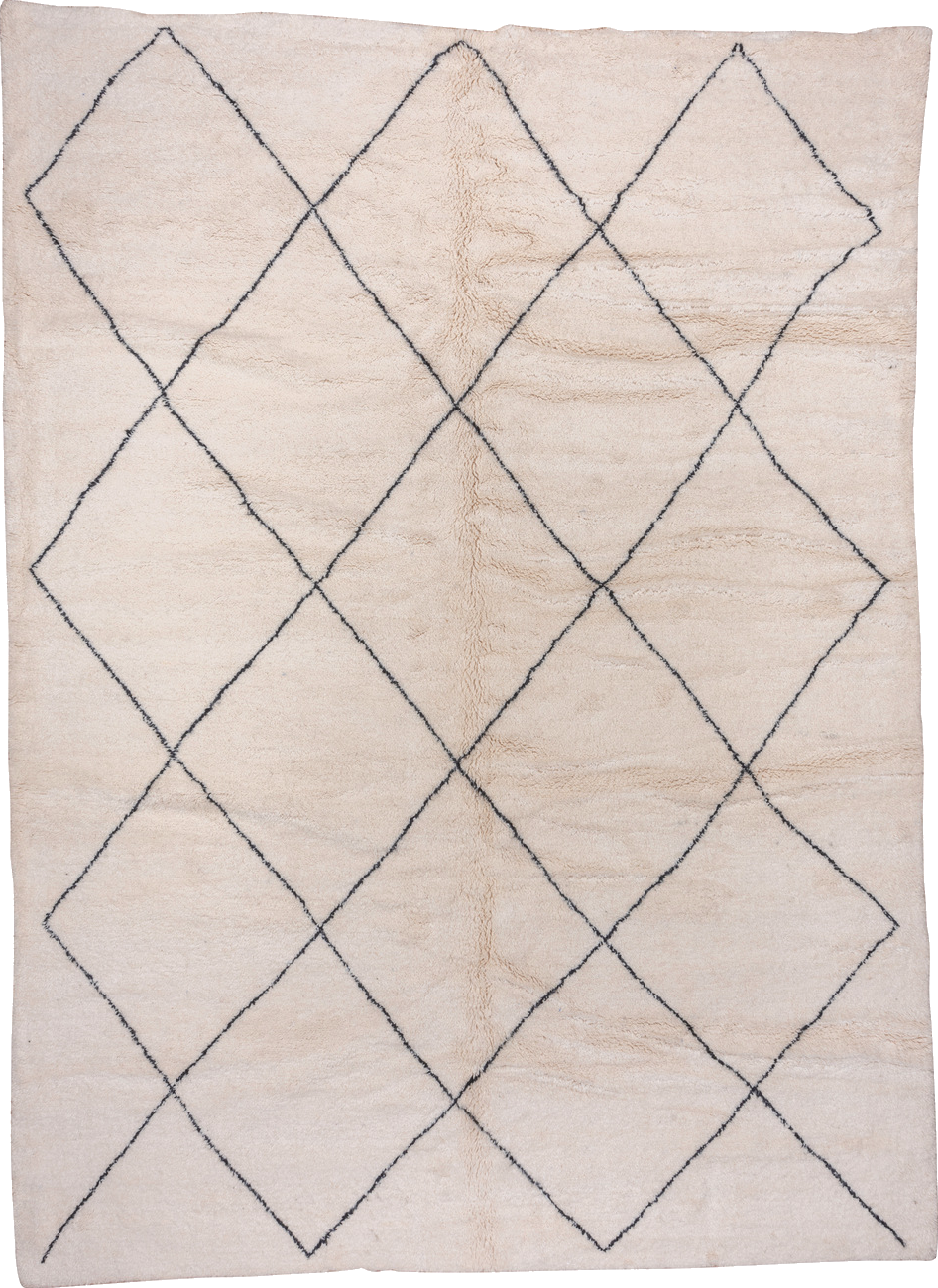 10' x 13' one-of-a-kind handmade vintage Moroccan large size rug. Color palette: antiquewhite, black, dark gray, dim gray