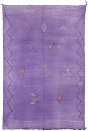 6' x 9' one-of-a-kind handmade vintage Cactus Kilim medium size rug. Color palette: violet, lavender, indigo, rose, saffron