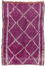 5' x 8' one-of-a-kind handmade vintage Moroccan medium size rug. Color palette: magenta, ivory, aqua, plum, rose, pink, teal
