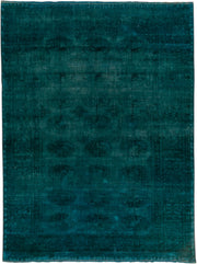 3' x 5' one-of-a-kind handmade antique Overdyed small size rug. Color palette: teal, peacock, charcoal, gray, black