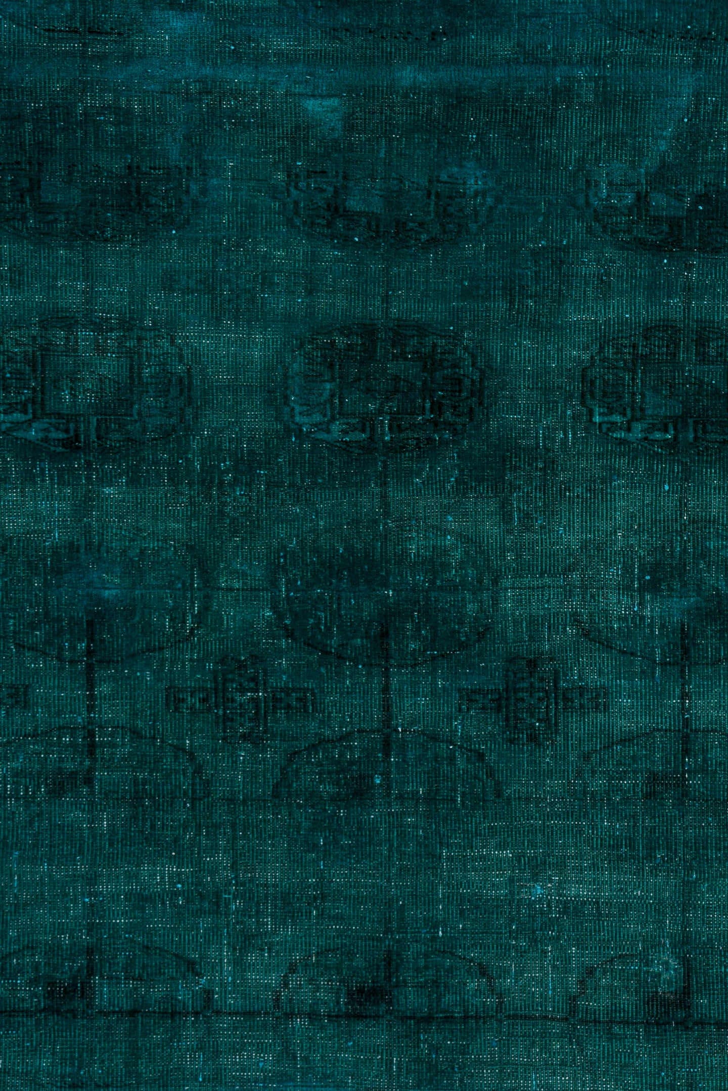3' x 5' one-of-a-kind handmade antique Overdyed small size rug. Color palette: teal, peacock, charcoal, gray, black