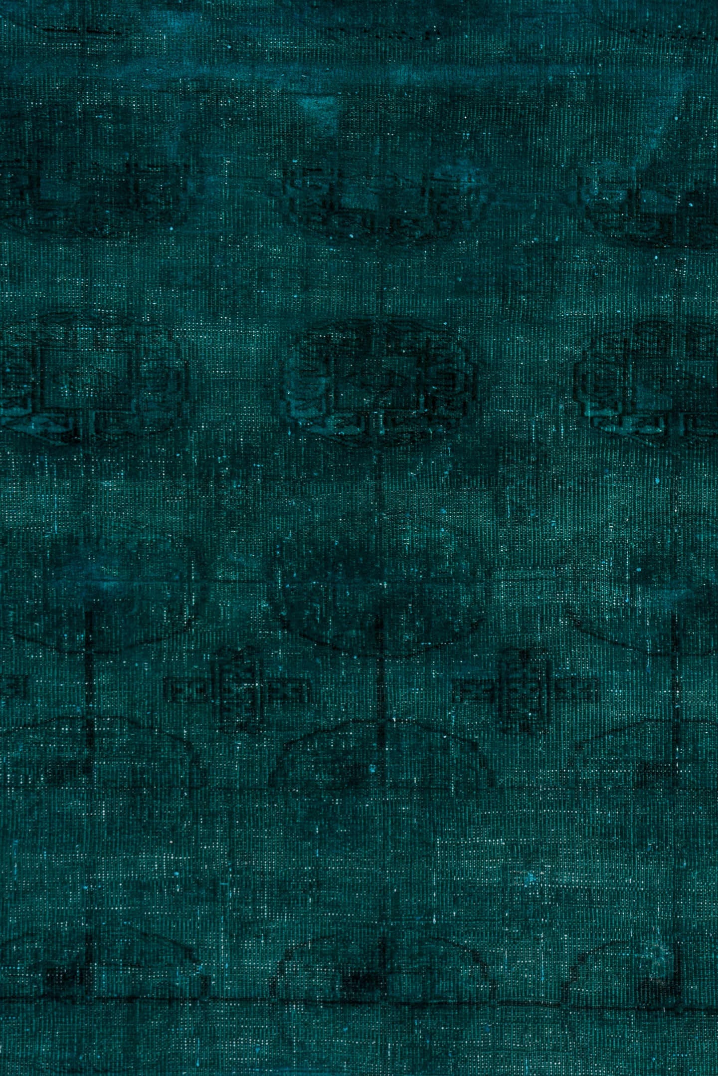 3' x 5' one-of-a-kind handmade antique Overdyed small size rug. Color palette: teal, peacock, charcoal, gray, black