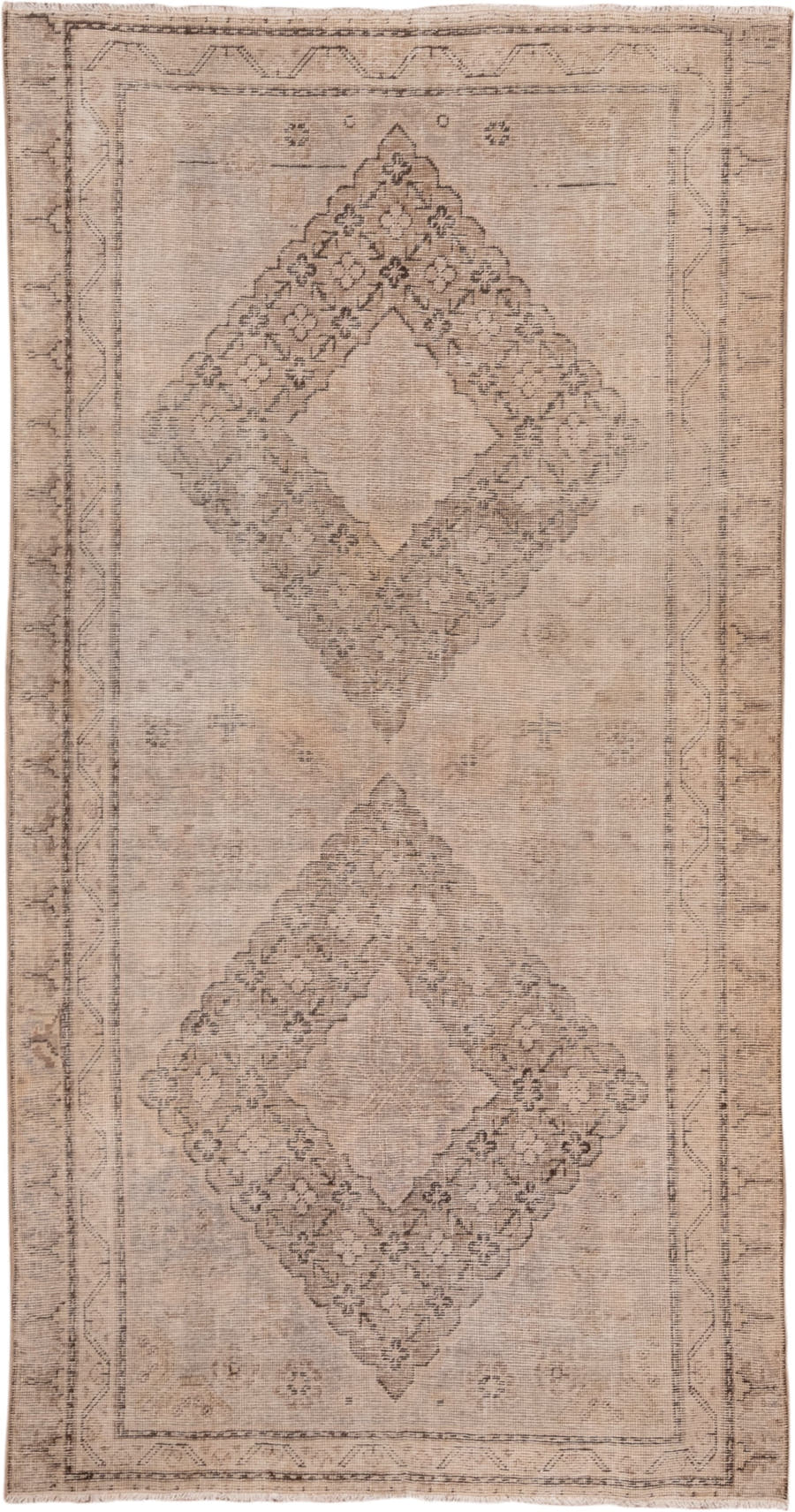4' x 7' one-of-a-kind handmade antique Khotan rug. Color palette: beige, taupe, camel, brown, ivory, gray