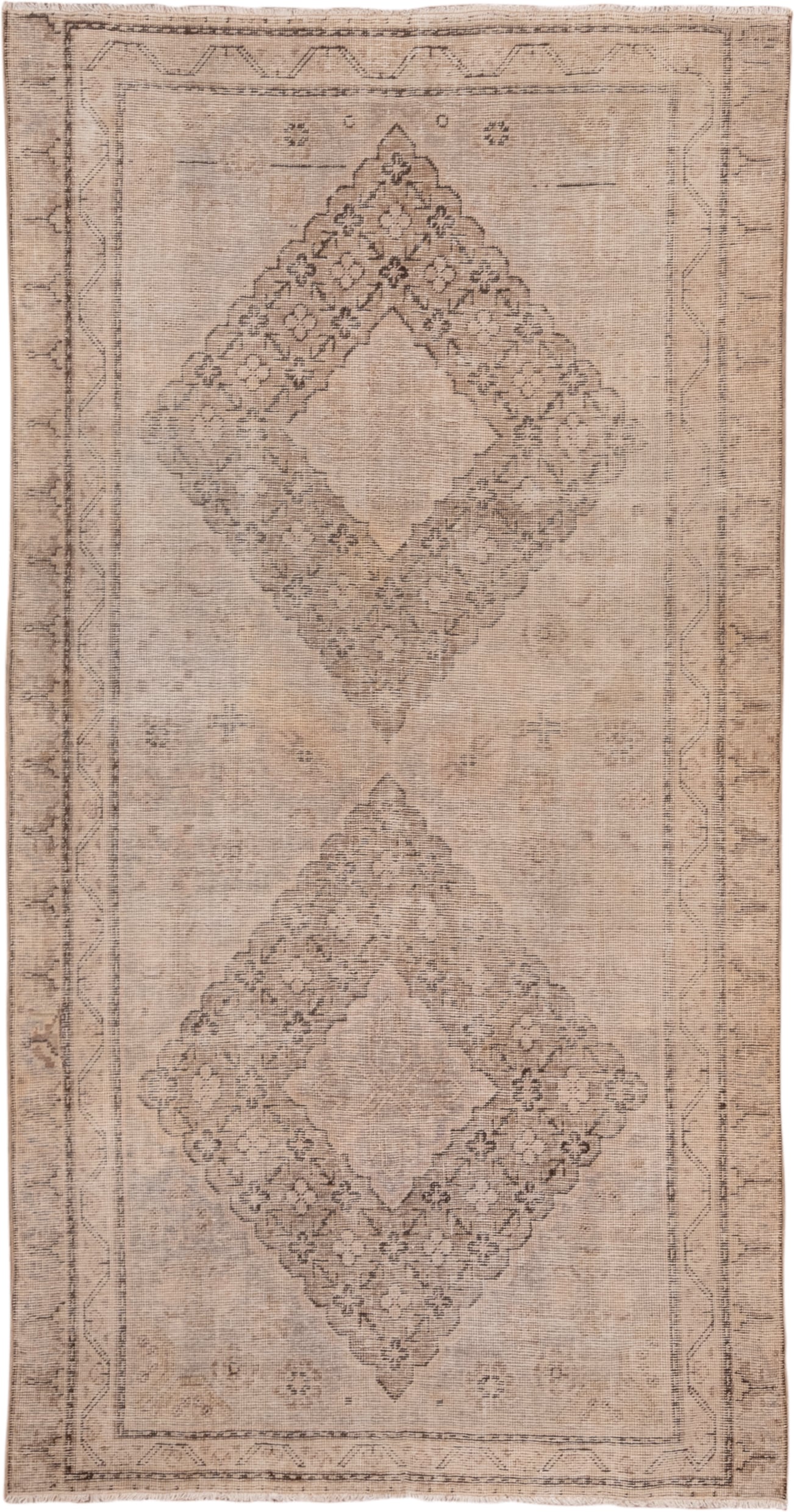 4' x 7' one-of-a-kind handmade antique Khotan rug. Color palette: beige, taupe, camel, brown, ivory, gray