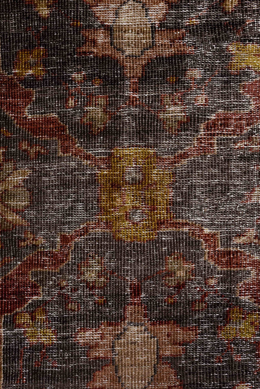 10' x 14' one-of-a-kind handmade antique Mahal large size rug. Color palette: terra cotta, slate, taupe, ivory, rust