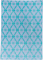 7' x 10' one-of-a-kind handmade vintage Dhurrie large size rug. Color palette: pale blue, turquoise, aqua, light blue, teal