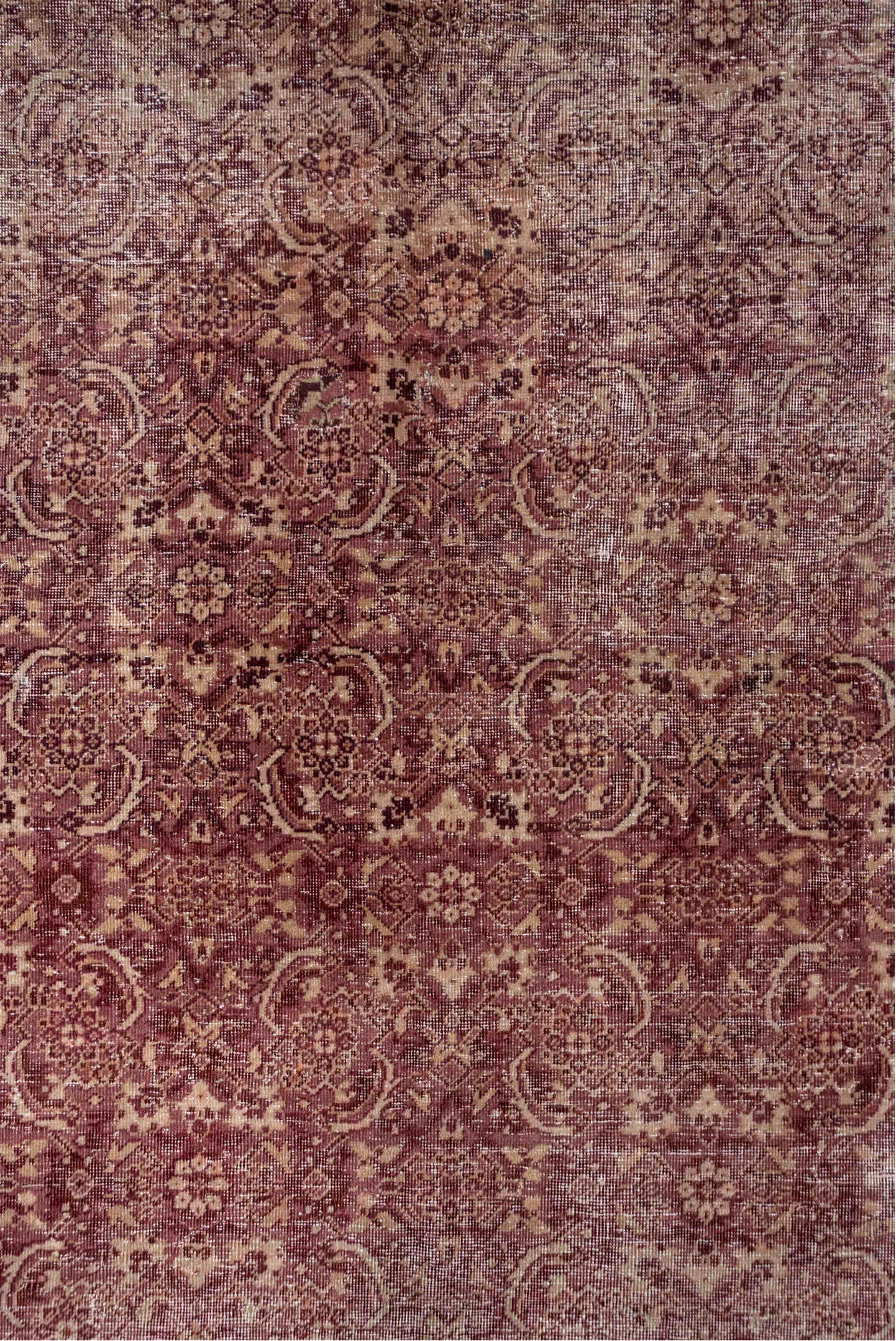 10' x 12' one-of-a-kind handmade vintage Amritzar large size rug. Color palette: brown, gray, pink, red, redwood