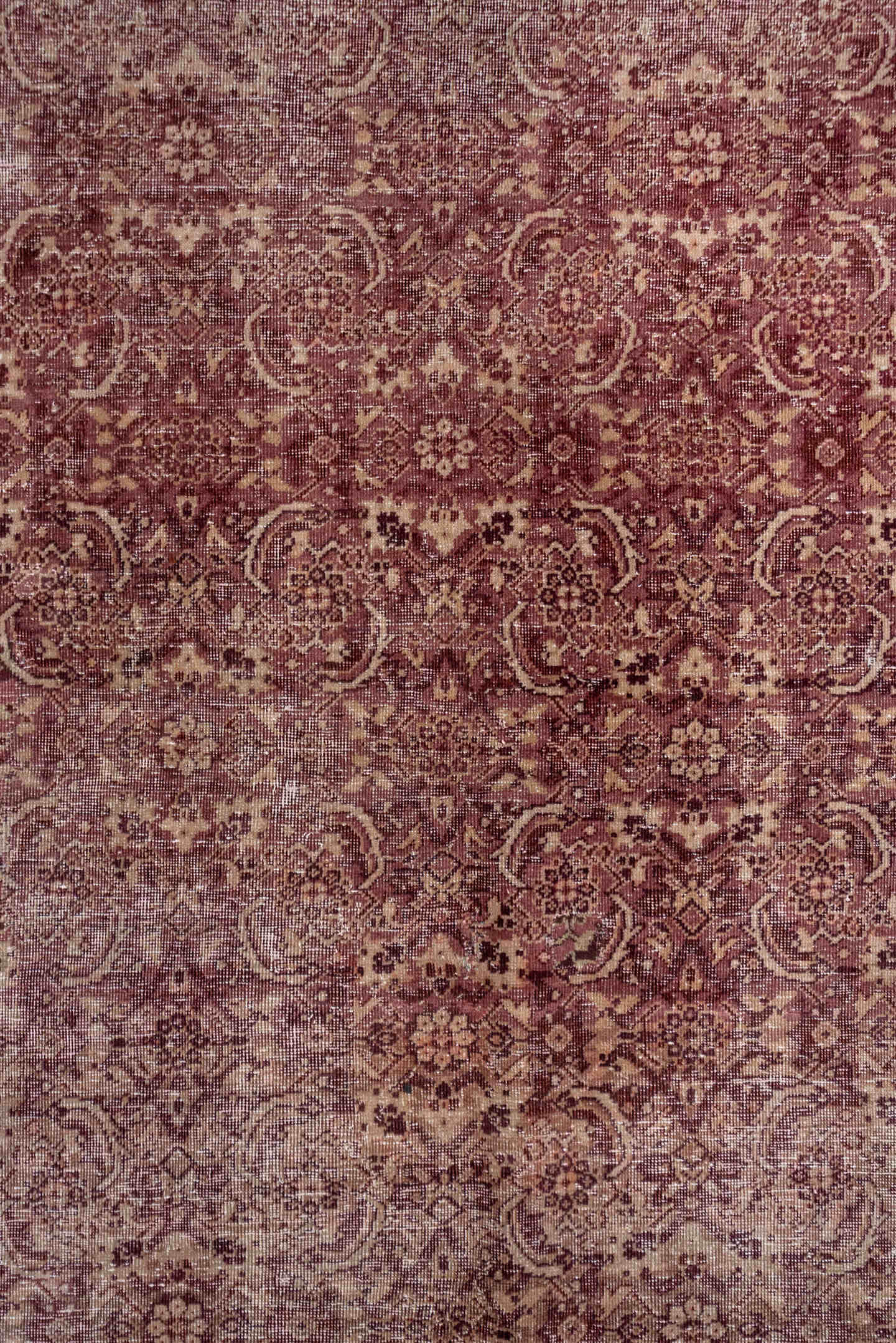 10' x 12' one-of-a-kind handmade antique Amritzar large size rug. Color palette: rose, dusty pink, ivory, burgundy, taupe