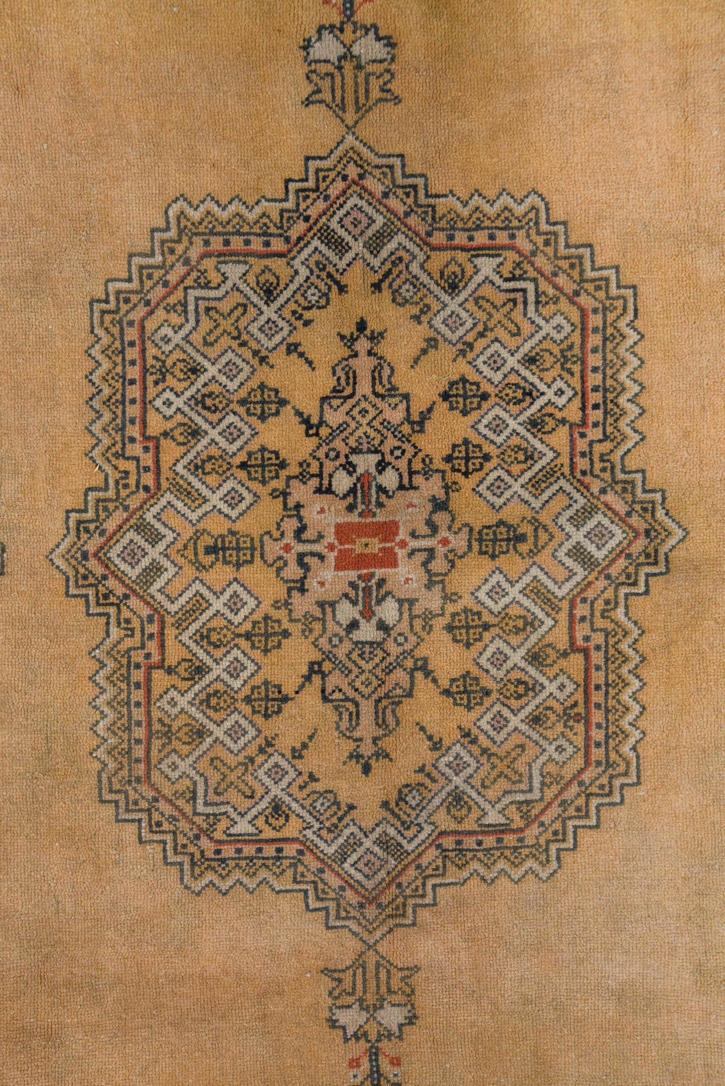 6' x 9' one-of-a-kind handmade vintage Sivas medium size rug. Color palette: camel, taupe, ivory, slate, rust, charcoal