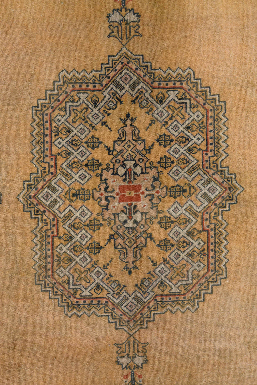 6' x 9' one-of-a-kind handmade vintage Sivas medium size rug. Color palette: camel, taupe, ivory, slate, rust, charcoal