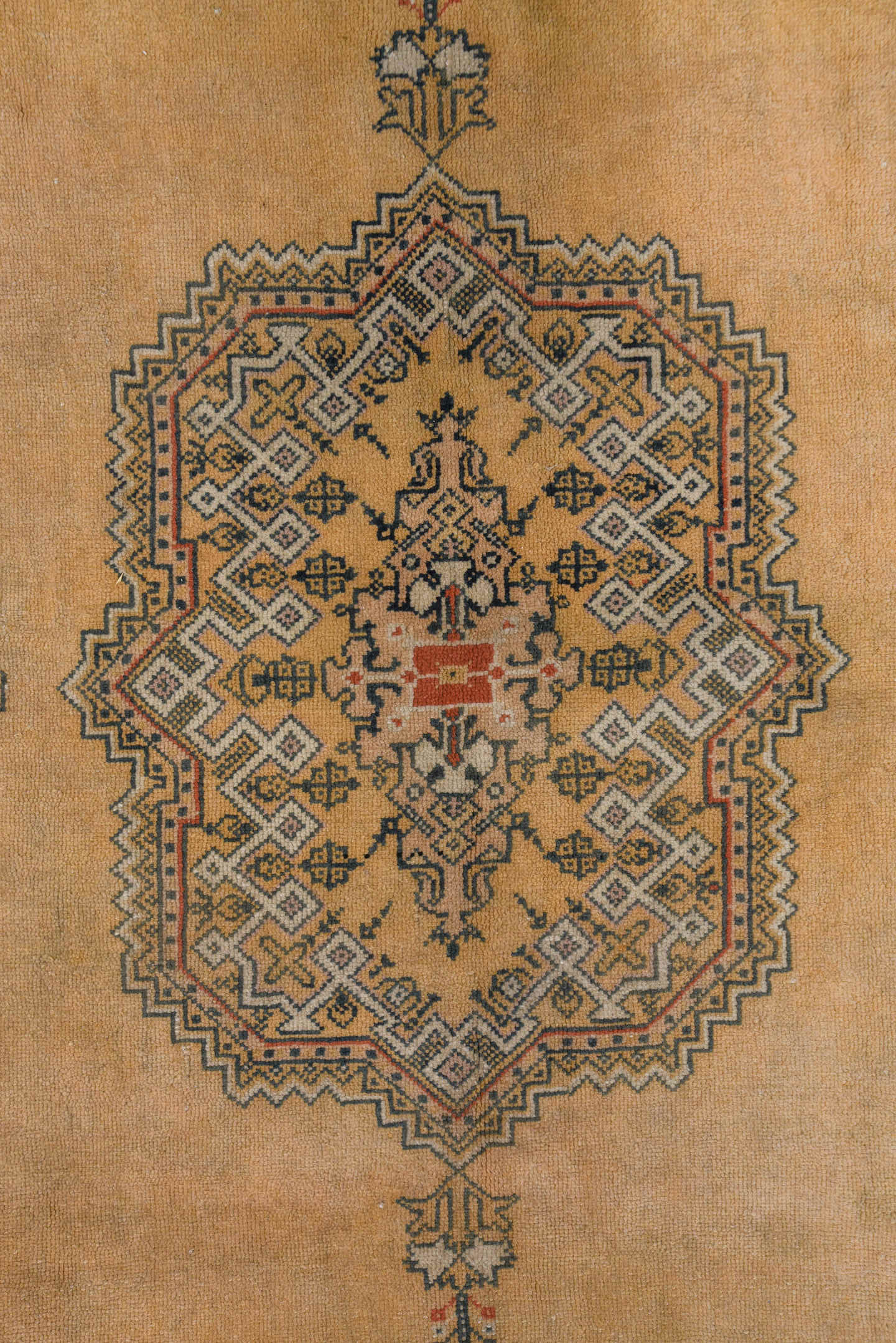 6' x 9' one-of-a-kind handmade vintage Sivas medium size rug. Color palette: camel, taupe, ivory, slate, rust, charcoal