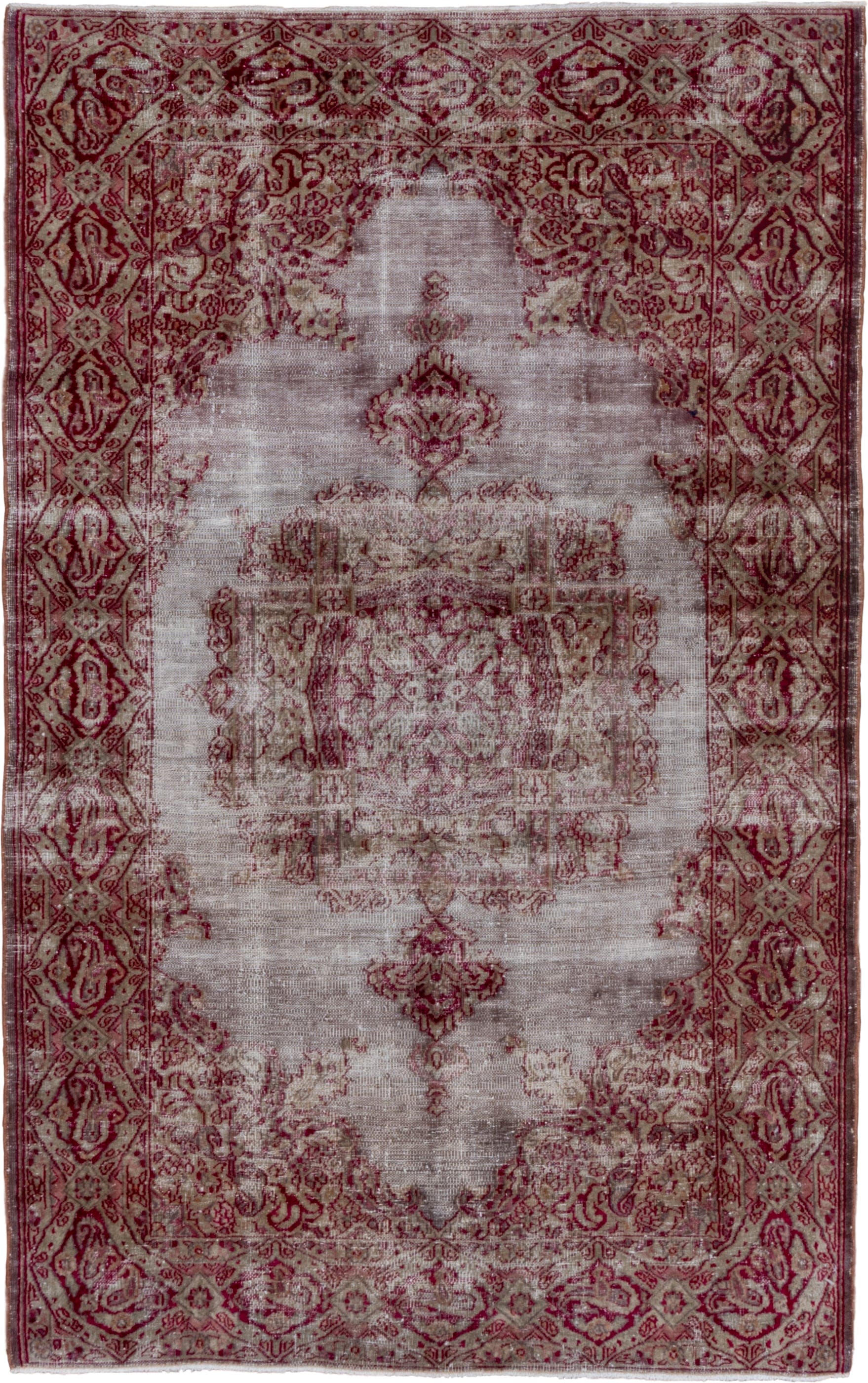 3' x 5' one-of-a-kind handmade antique Sivas small size rug. Color palette: rose, ivory, burgundy, taupe, dusty pink, brown