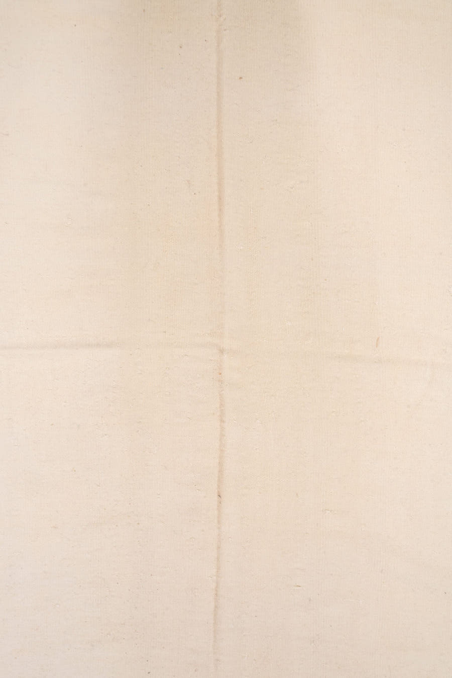 9' x 13' one-of-a-kind handmade vintage Flatweave large size rug. Color palette: ivory, cream, beige