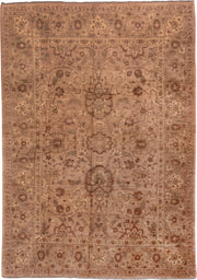 9' x 13' one-of-a-kind handmade vintage Sultanabad large size rug. Color palette: taupe, rose, terra cotta, camel, sage