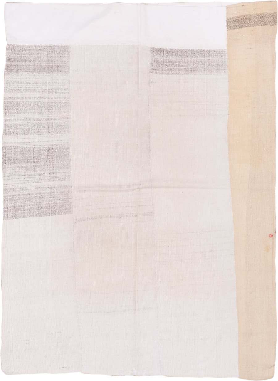 4' x 6' one-of-a-kind handmade vintage Flatweave small size rug. Color palette: ivory, cream, taupe, light_gray, beige, gray