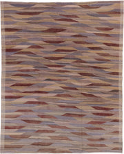 7' x 8' one-of-a-kind handmade vintage Kilim rug. Color palette: taupe, mauve, rose, dusty lavender, muted gold, rust, beige