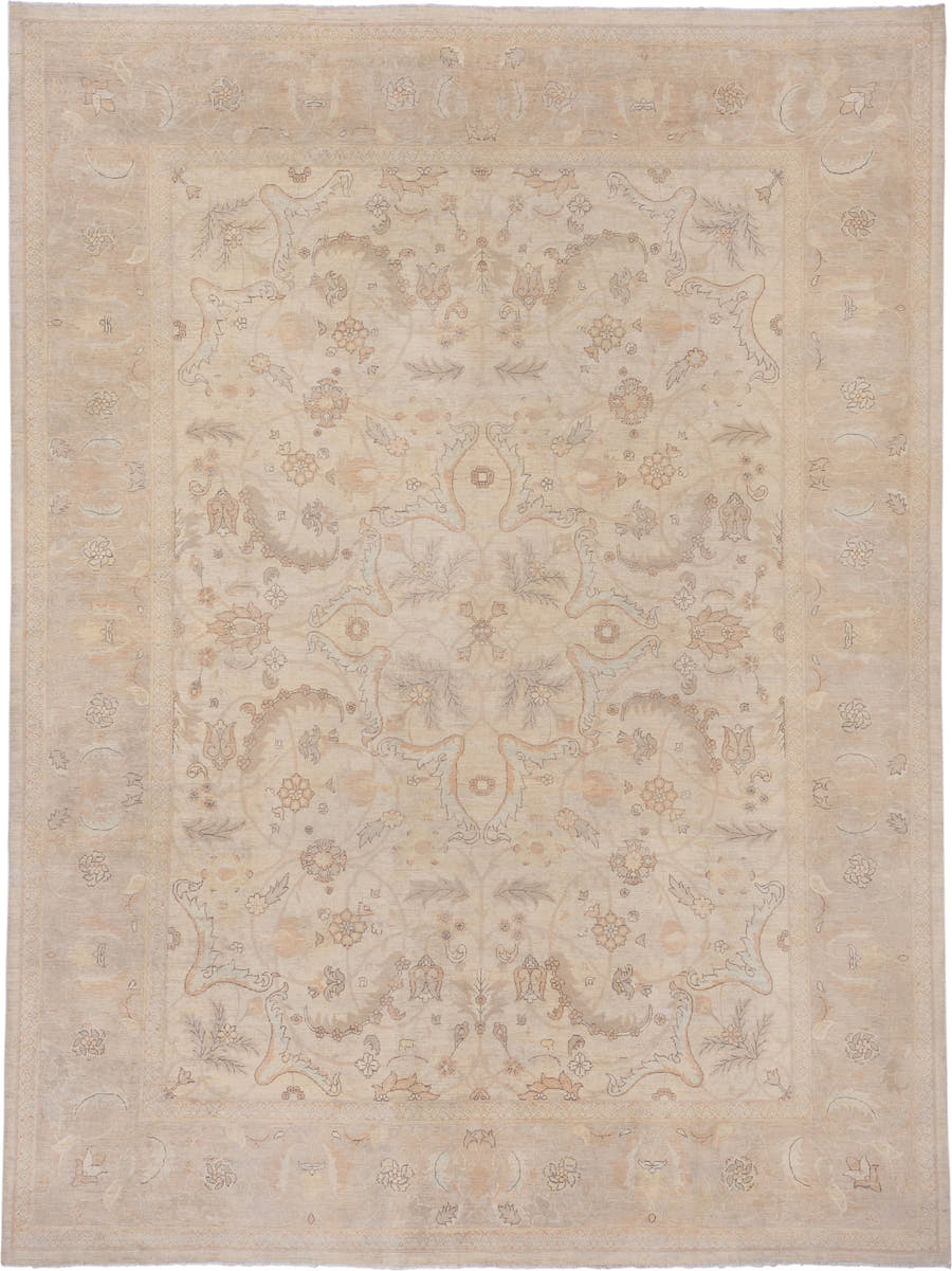 9' x 12' one-of-a-kind handmade vintage Sivas large size rug. Color palette: ivory, cream, blush, taupe, beige, sand, peach
