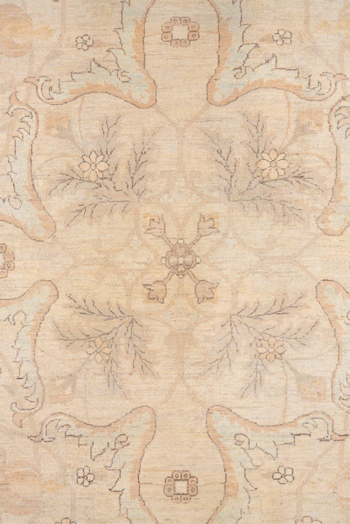 9' x 12' one-of-a-kind handmade vintage Sivas large size rug. Color palette: ivory, cream, blush, taupe, beige, sand, peach