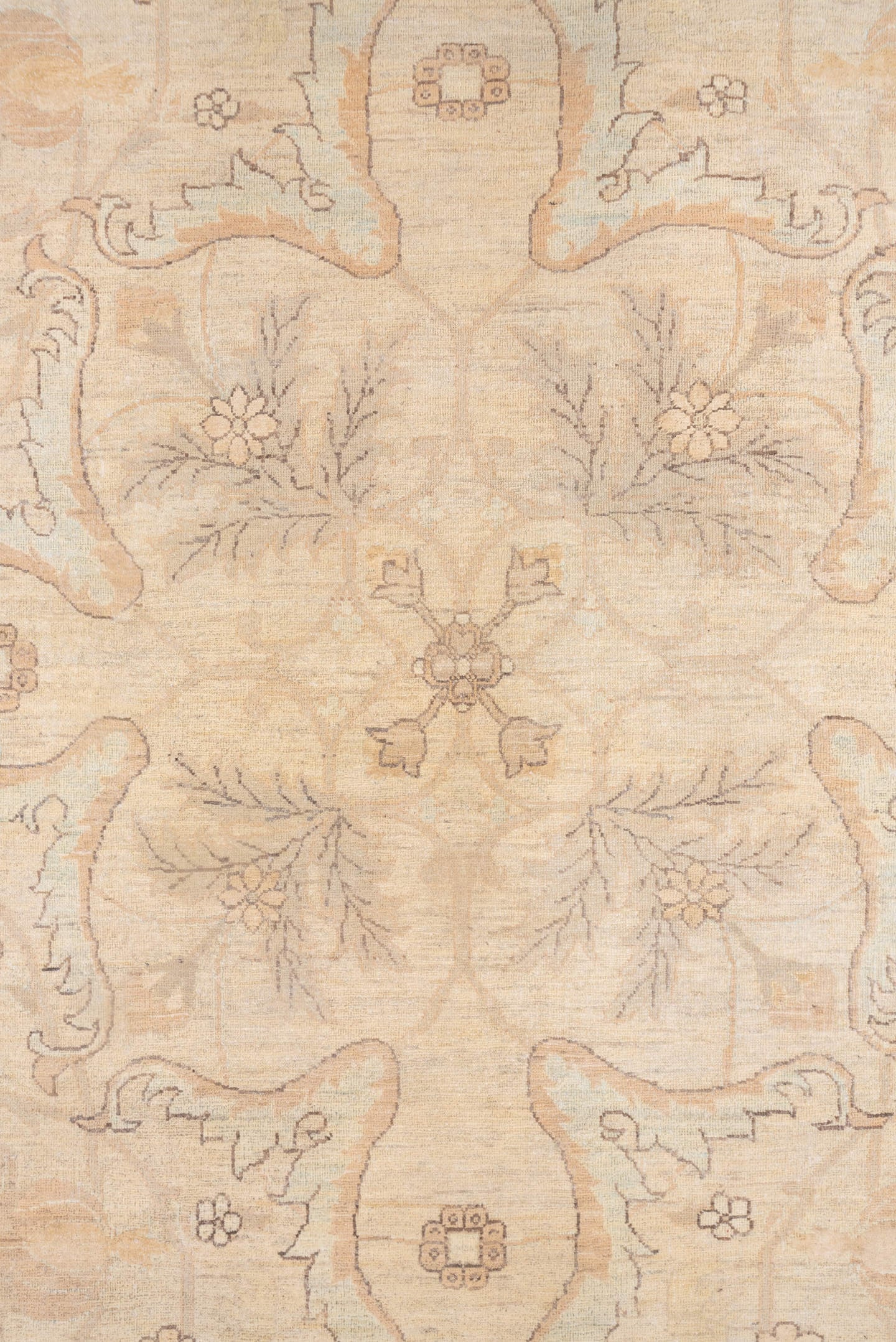 9' x 12' one-of-a-kind handmade vintage Sivas large size rug. Color palette: ivory, cream, blush, taupe, beige, sand, peach