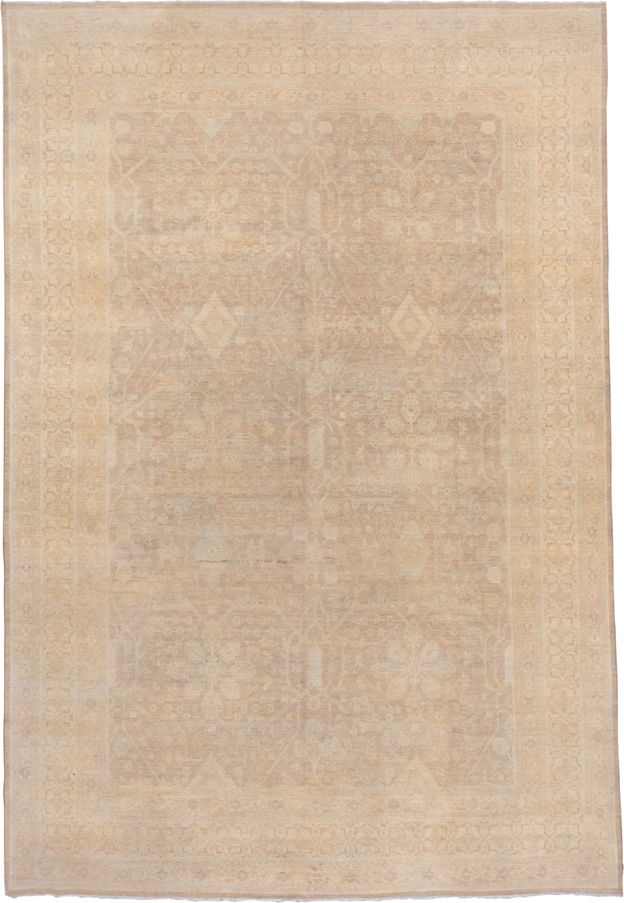 8' x 13' one-of-a-kind handmade vintage Sivas large size rug. Color palette: beige, ivory, cream, taupe, sand, gray