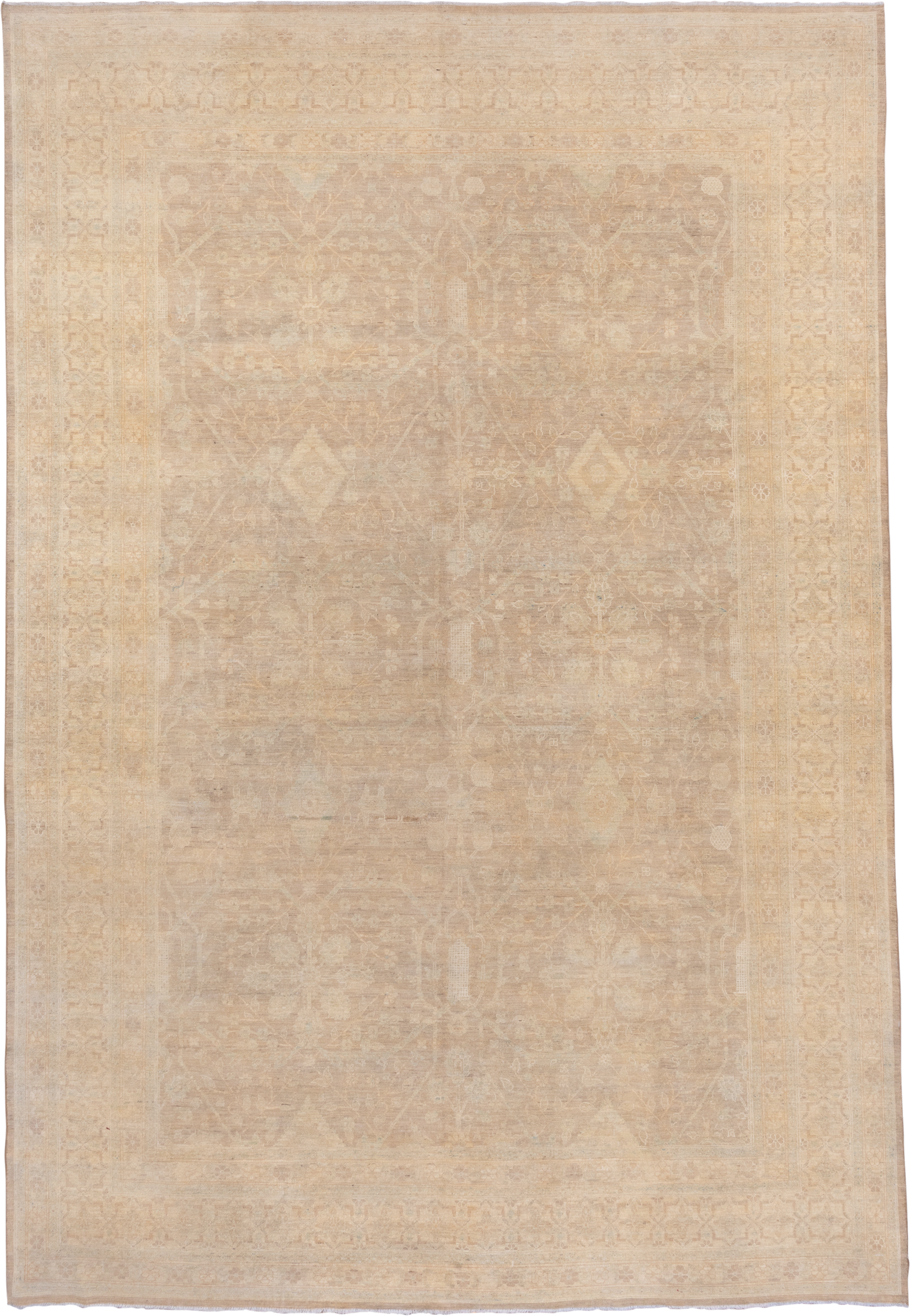 8' x 13' one-of-a-kind handmade vintage Sivas large size rug. Color palette: beige, ivory, cream, taupe, sand, gray