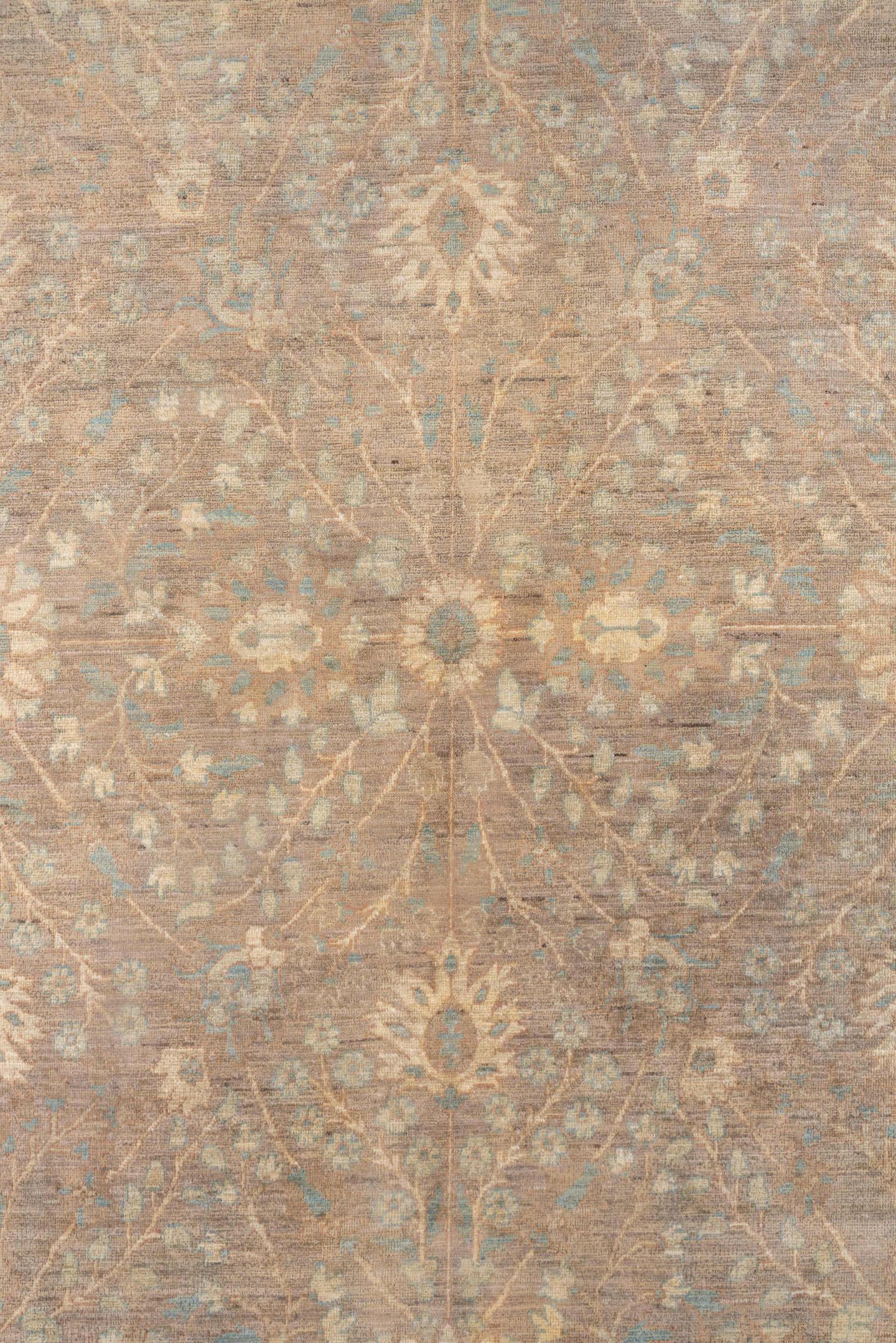 9' x 12' one-of-a-kind handmade vintage Sivas large size rug. Color palette: taupe, ivory, pale blue, beige, sand, camel