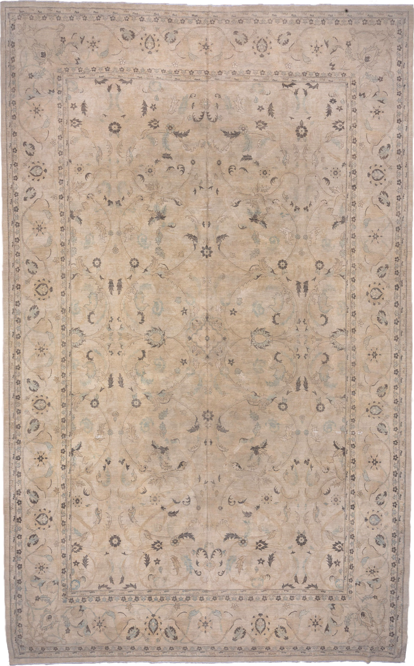 12' x 19' one-of-a-kind handmade vintage Sivas oversize rug. Color palette: brown, gray, light gray, off-white, orange, pink