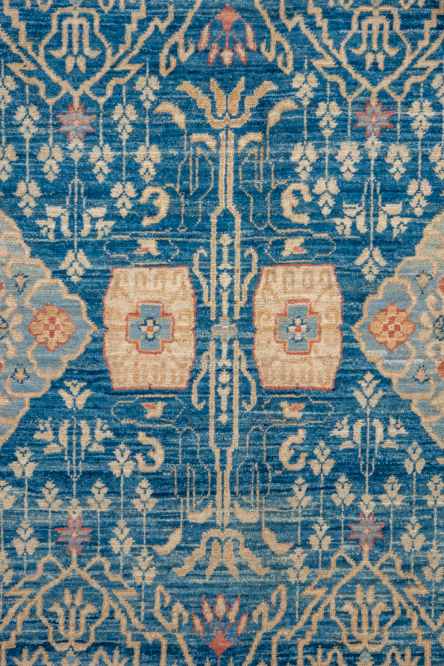 8' x 11' one-of-a-kind handmade vintage Afghan large size rug. Color palette: turquoise, ivory, sky blue, beige, sand, teal