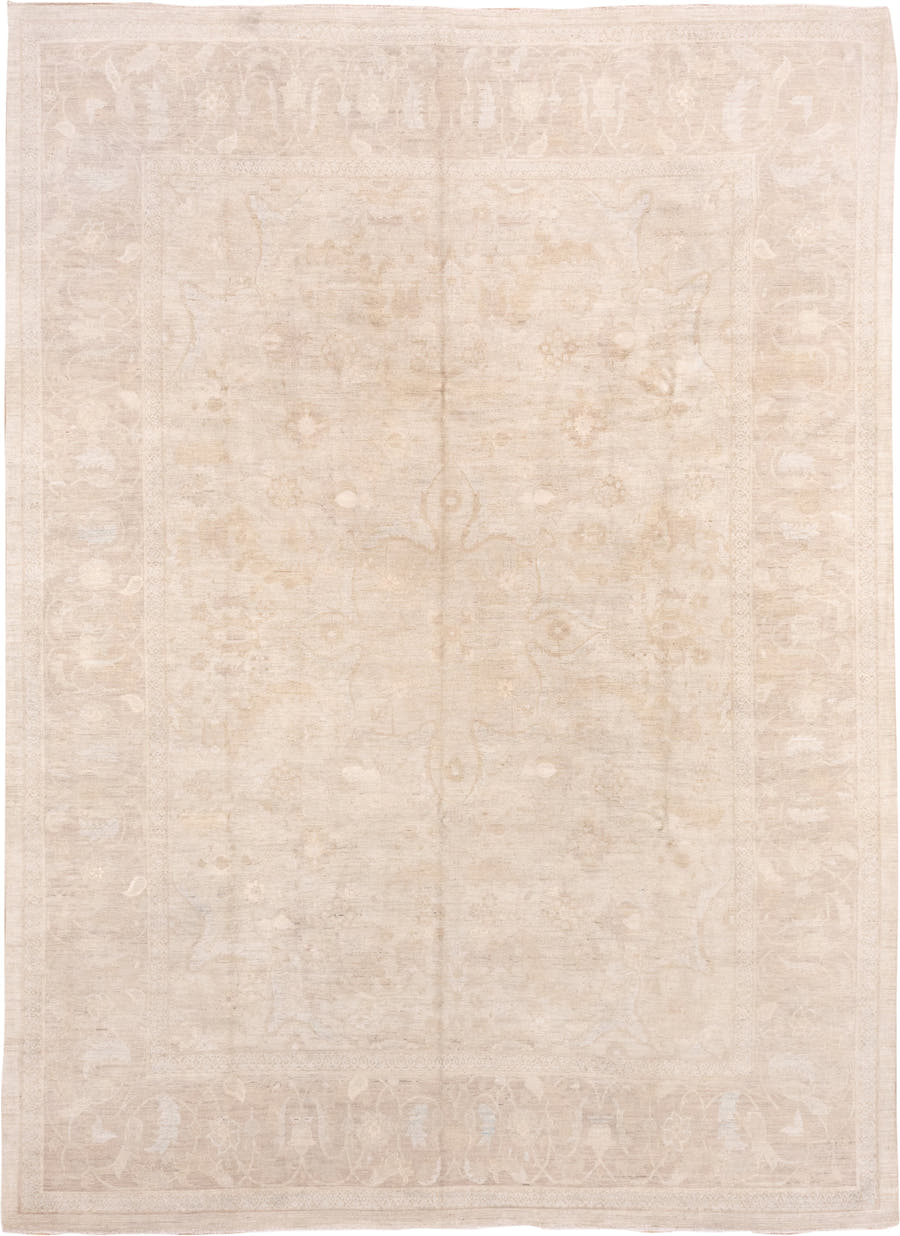 8' x 11' one-of-a-kind handmade vintage Afghan large size rug. Color palette: ivory, beige, cream, taupe, sand, gray