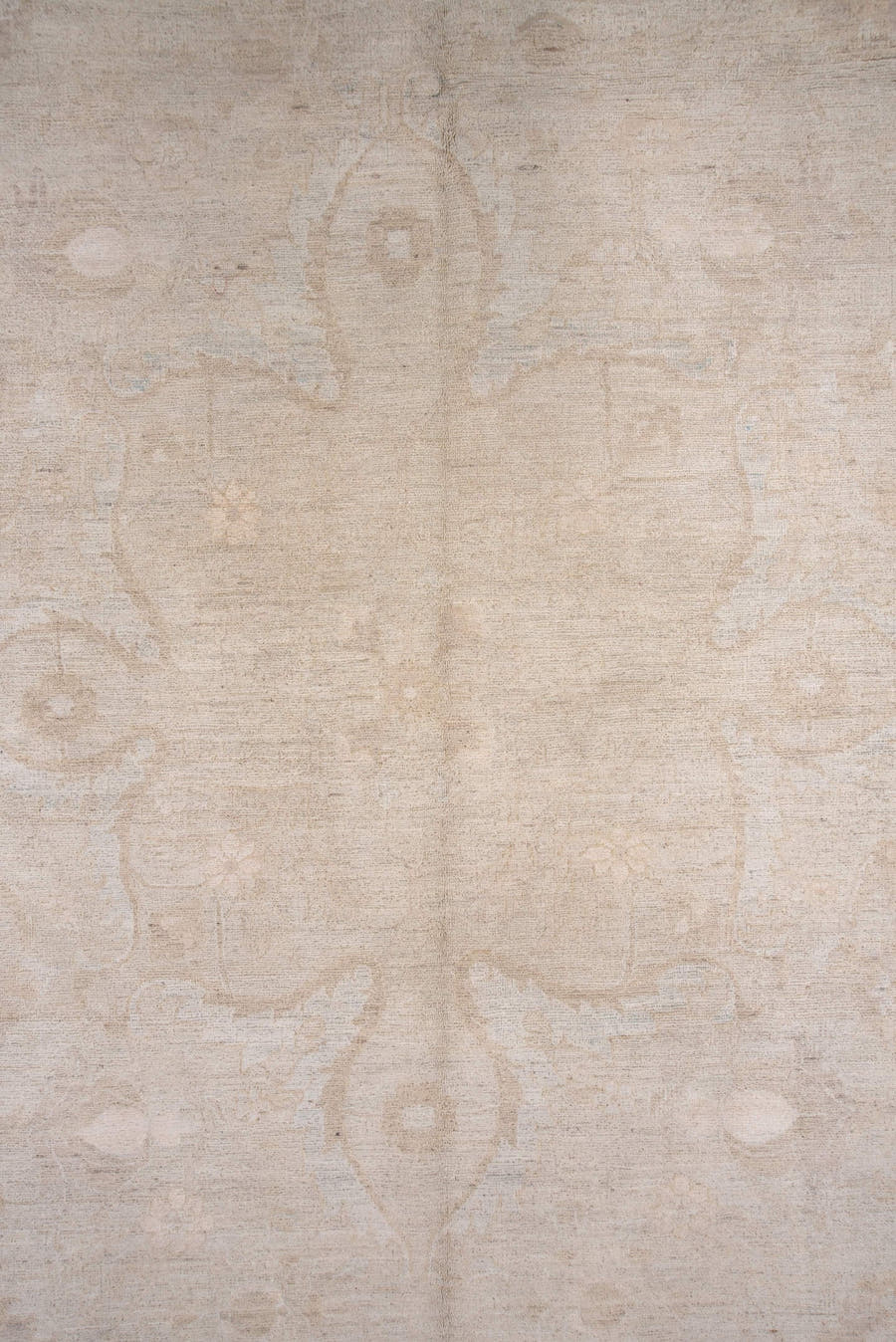 8' x 11' one-of-a-kind handmade vintage Afghan large size rug. Color palette: ivory, beige, cream, taupe, sand, gray