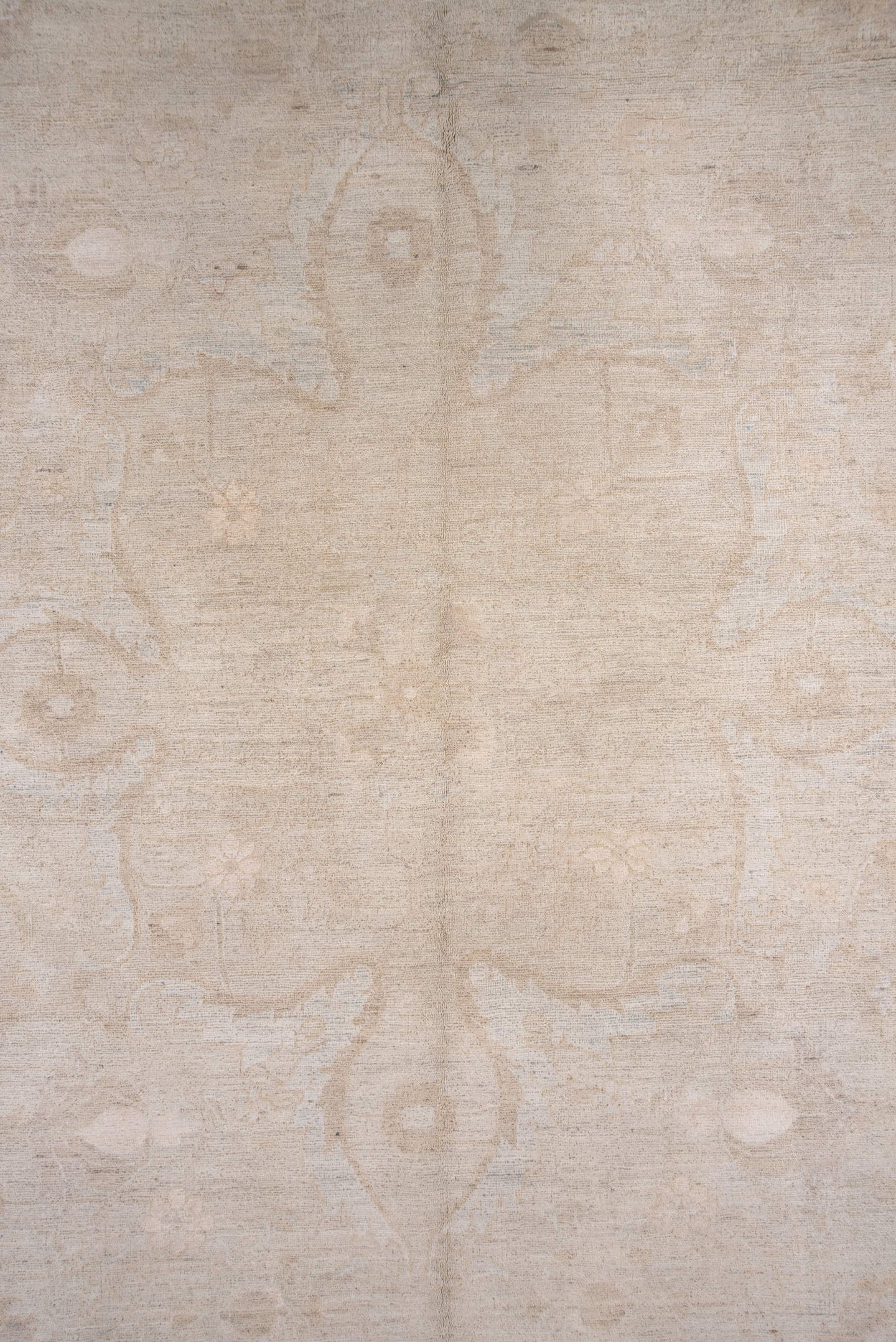 8' x 11' one-of-a-kind handmade vintage Afghan large size rug. Color palette: ivory, beige, cream, taupe, sand, gray