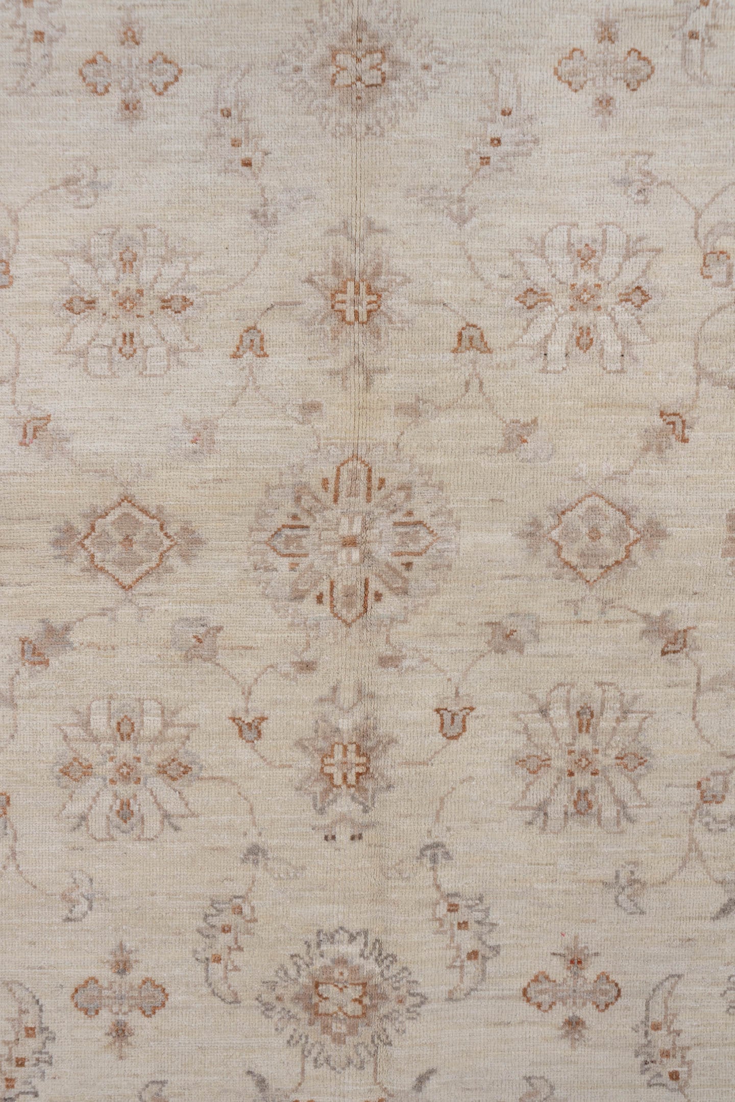 6' x 9' one-of-a-kind handmade vintage Afghan medium size rug. Color palette: ivory, beige, taupe, camel, sand, light brown
